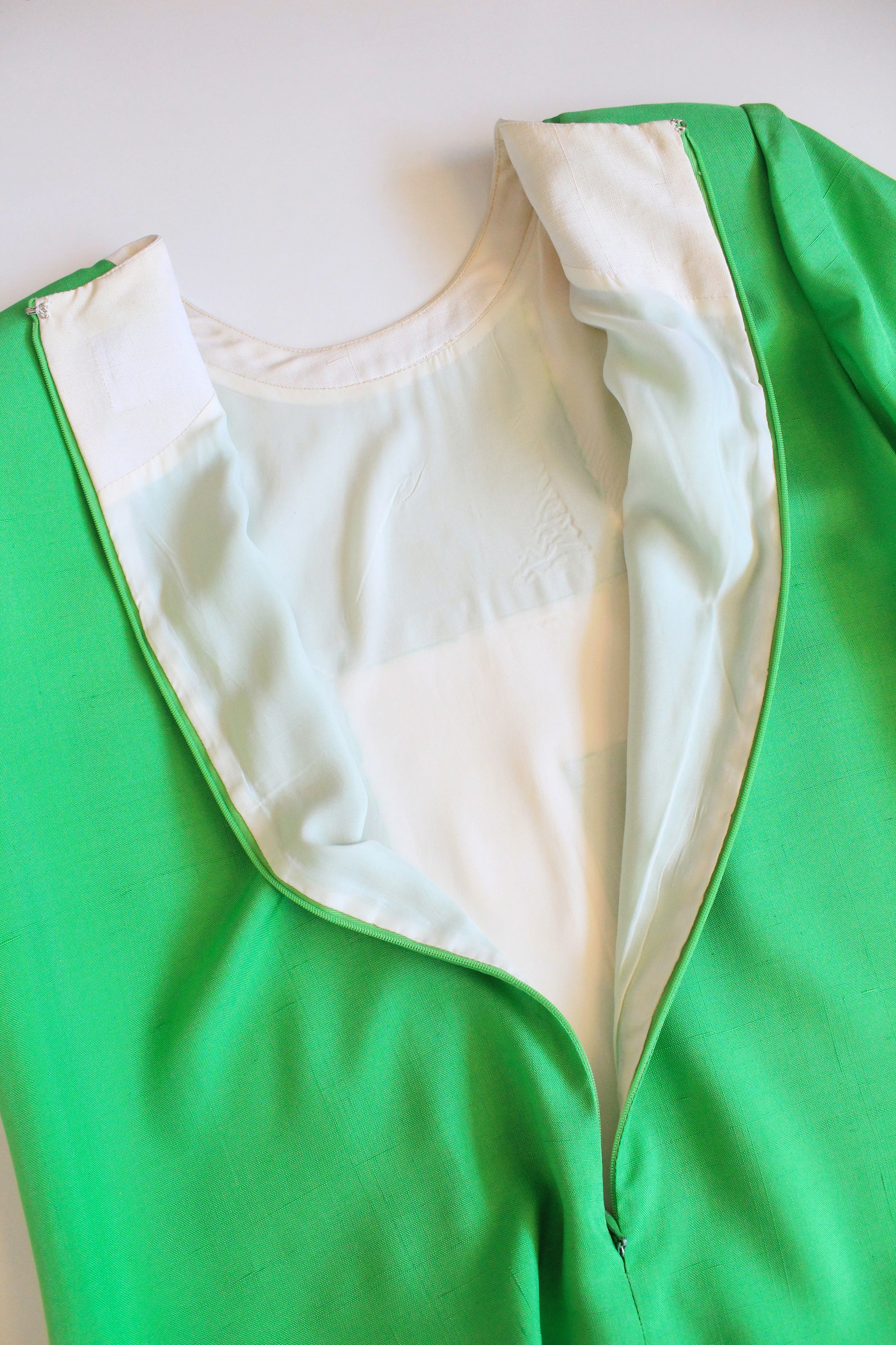 1980s does 1960s Graphic Green And White Mod Dress, Medium