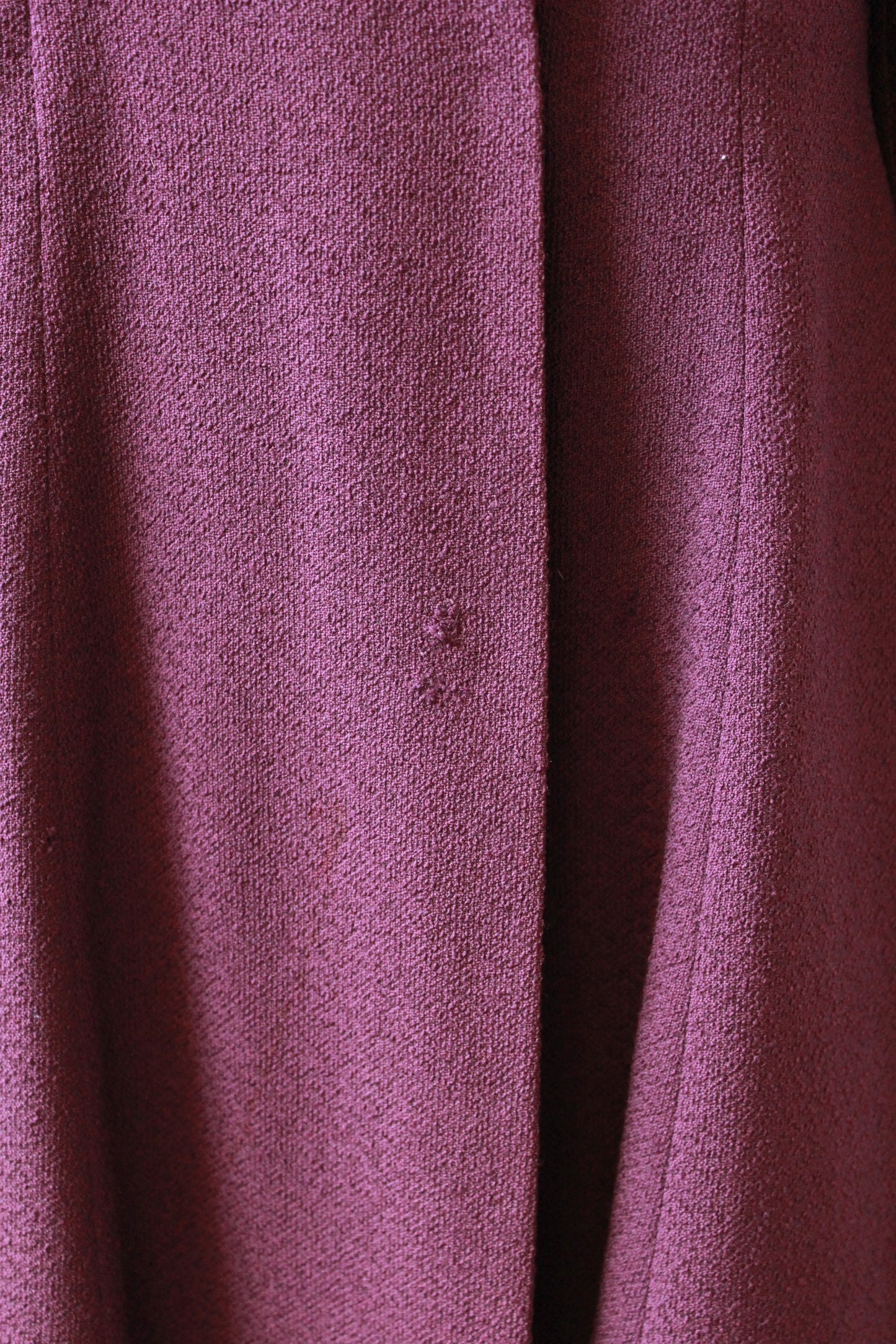 1940s Plum Flared Coat With Pleating And Bell Sleeves , Small 