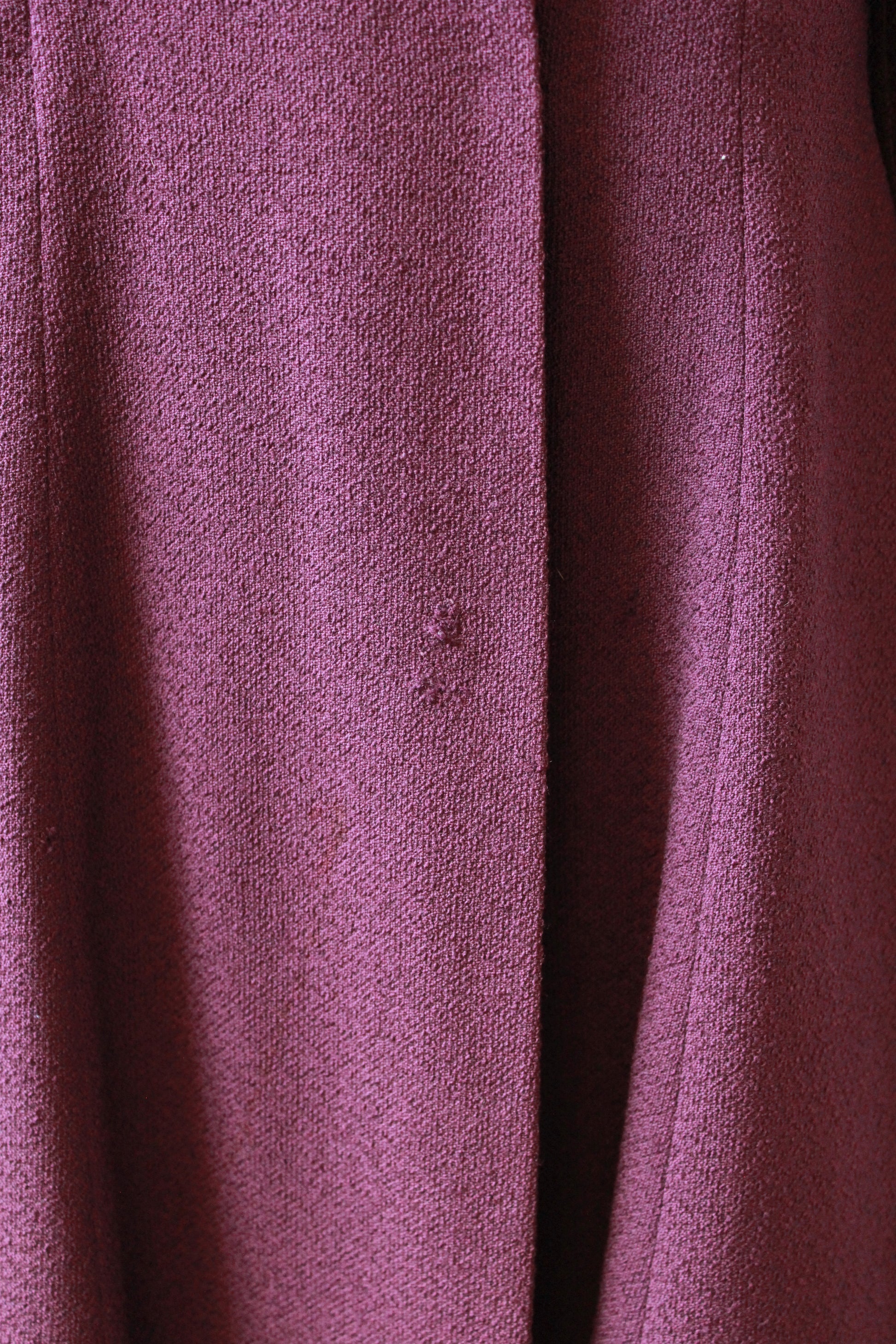 1940s Plum Flared Coat With Pleating And Bell Sleeves , Small 