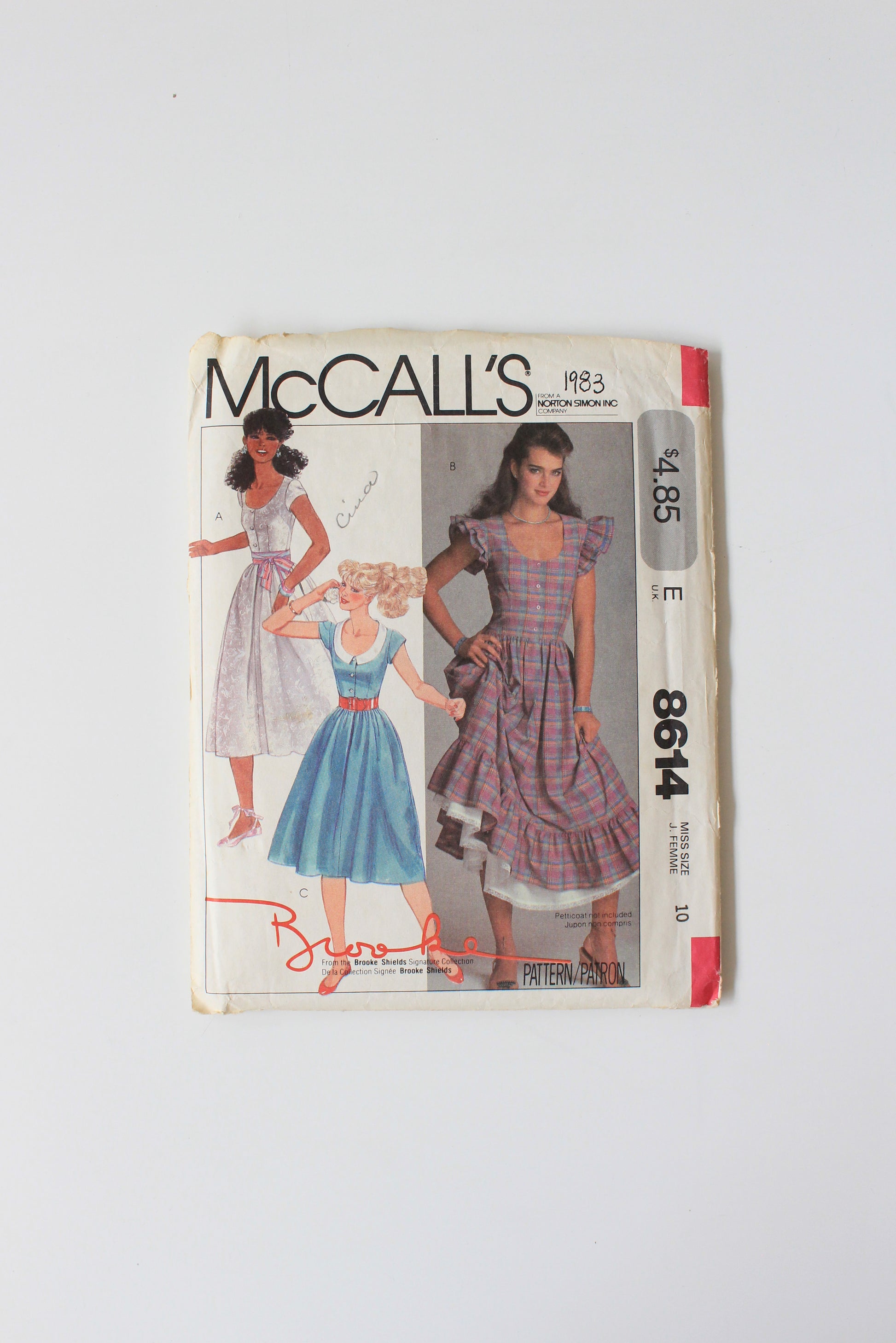 1980s Brooke Shields Dress McCall's 8614 Sewing Pattern, Uncut size 10