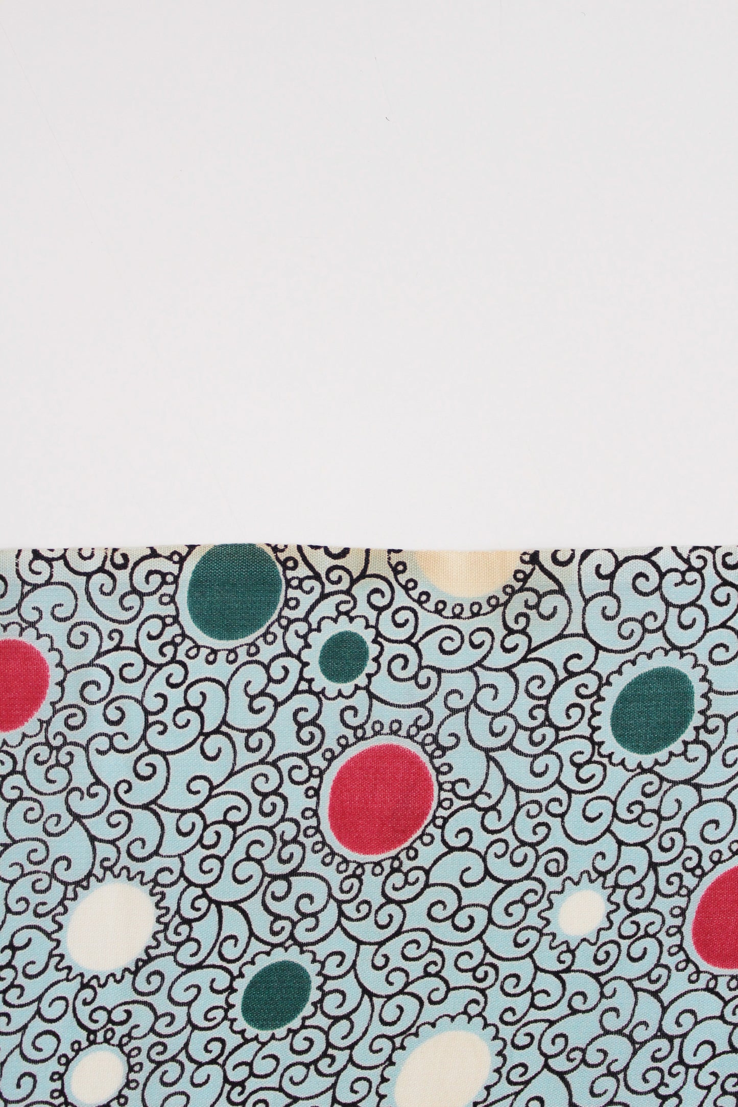 1940s Turquoise With Magenta And White Circles Rayon Fabric , 3.7 Yards