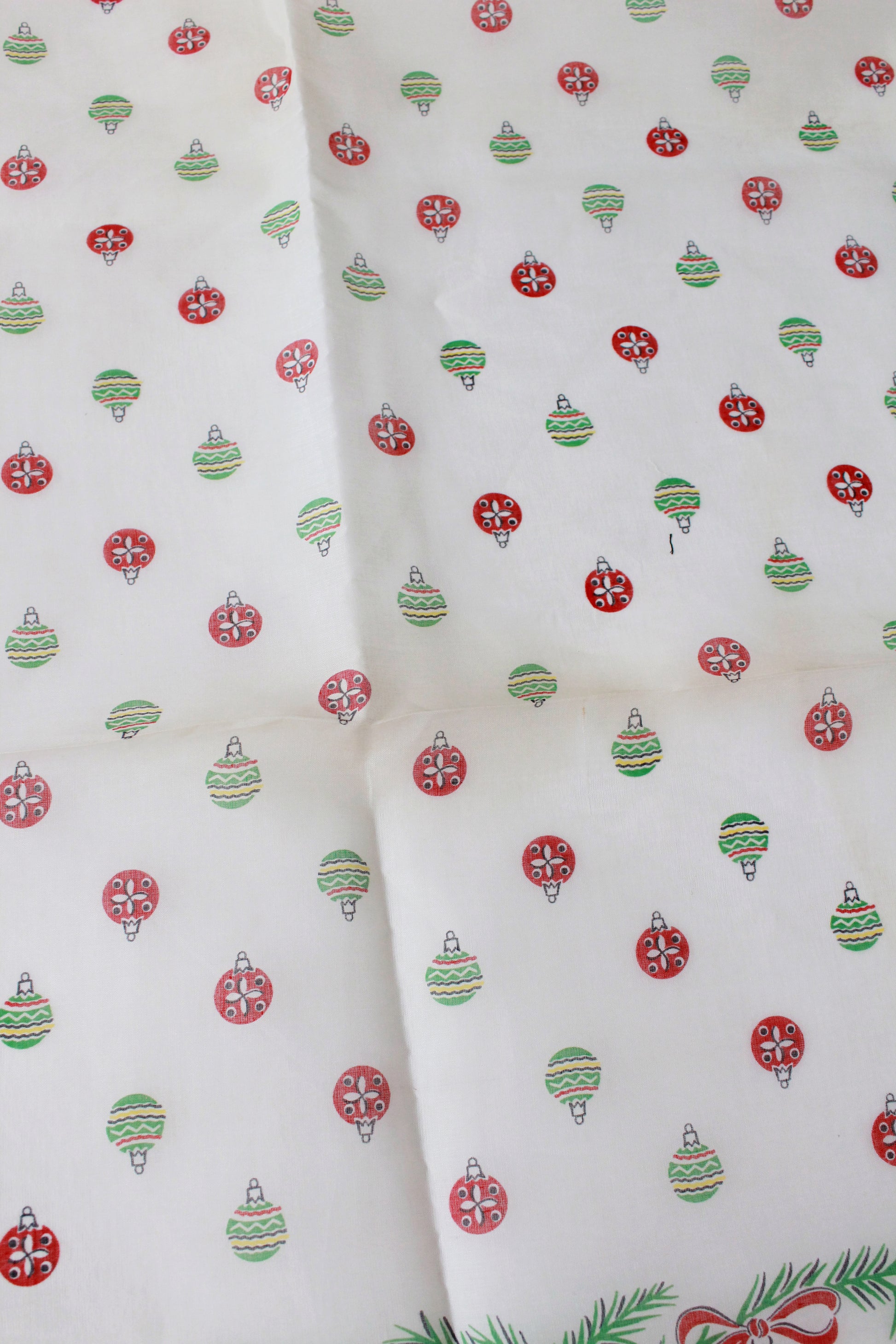 Vintage 1960s Sheer Nylon Christmas Border Print, 2 Yards