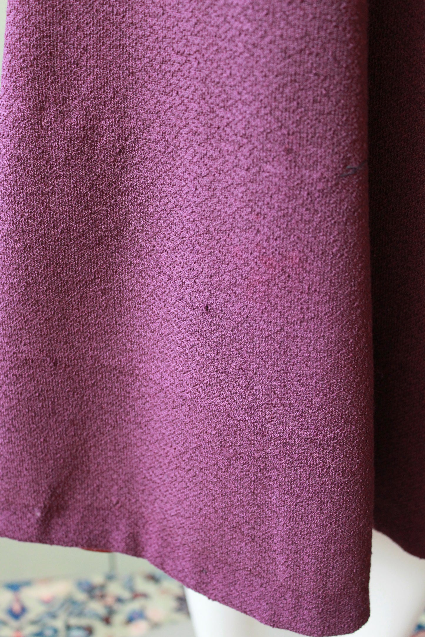 1940s Plum Flared Coat With Pleating And Bell Sleeves , Small 