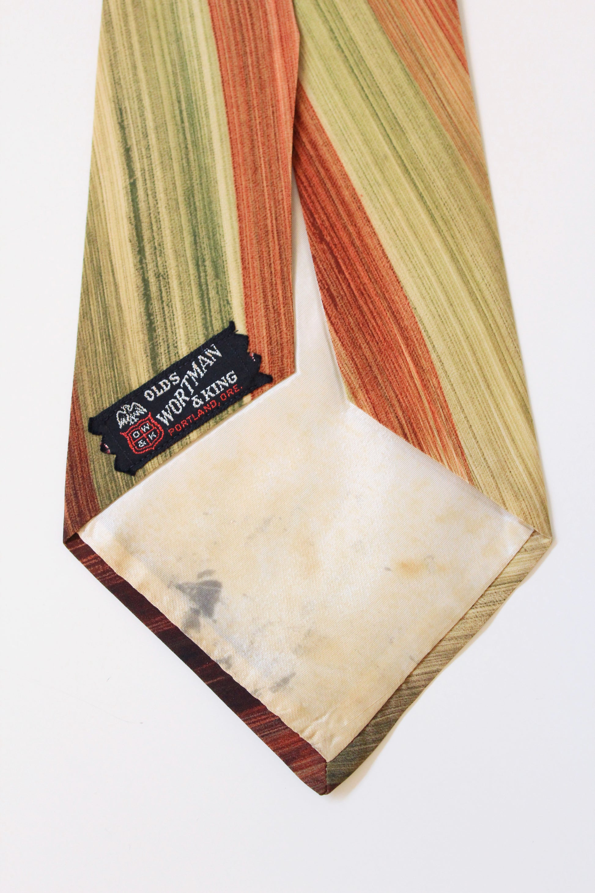 Vintage 1950s Green And Brown Hand Painted Tulip Tie