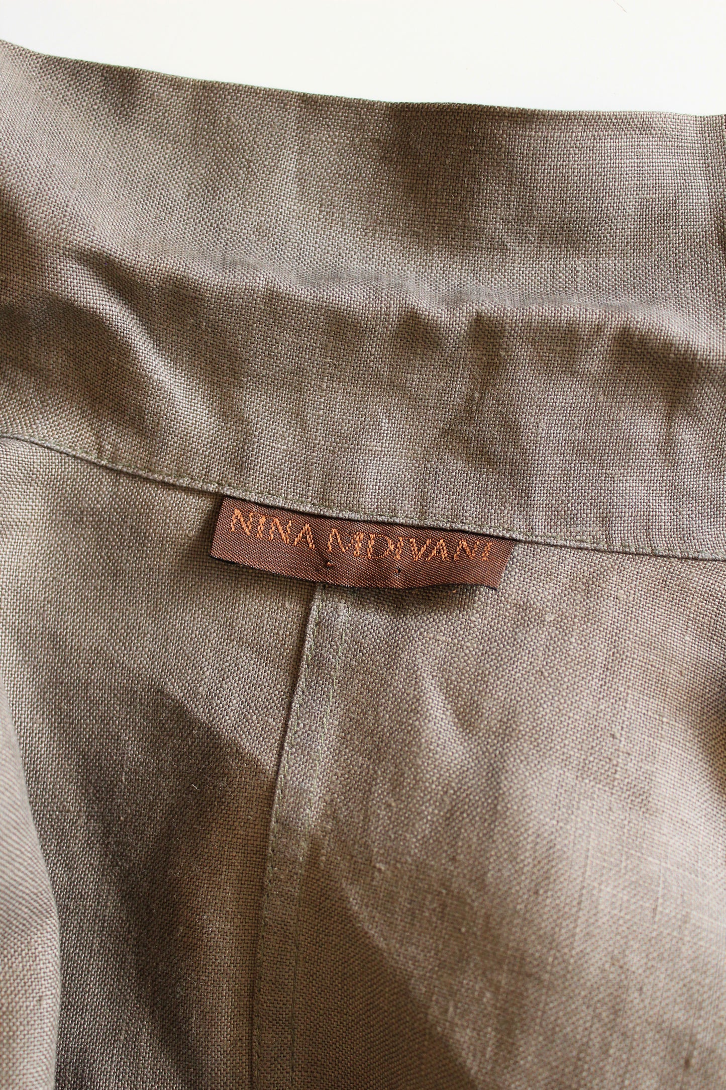 1990s Nina Mdvani Timeless Grey Linen Collared Jacket Jacket, XS