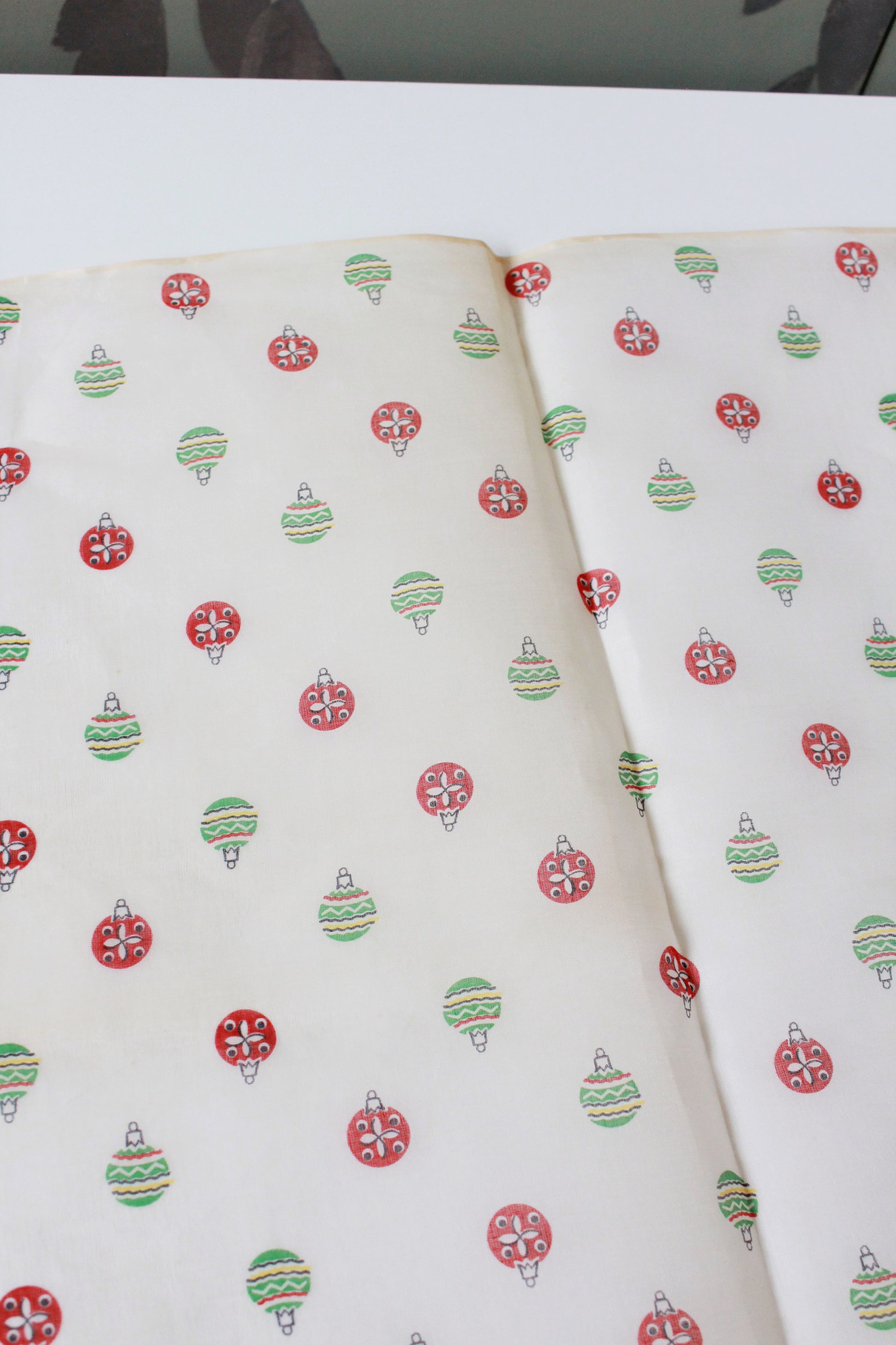 Vintage 1960s Sheer Nylon Christmas Border Print, 2 Yards