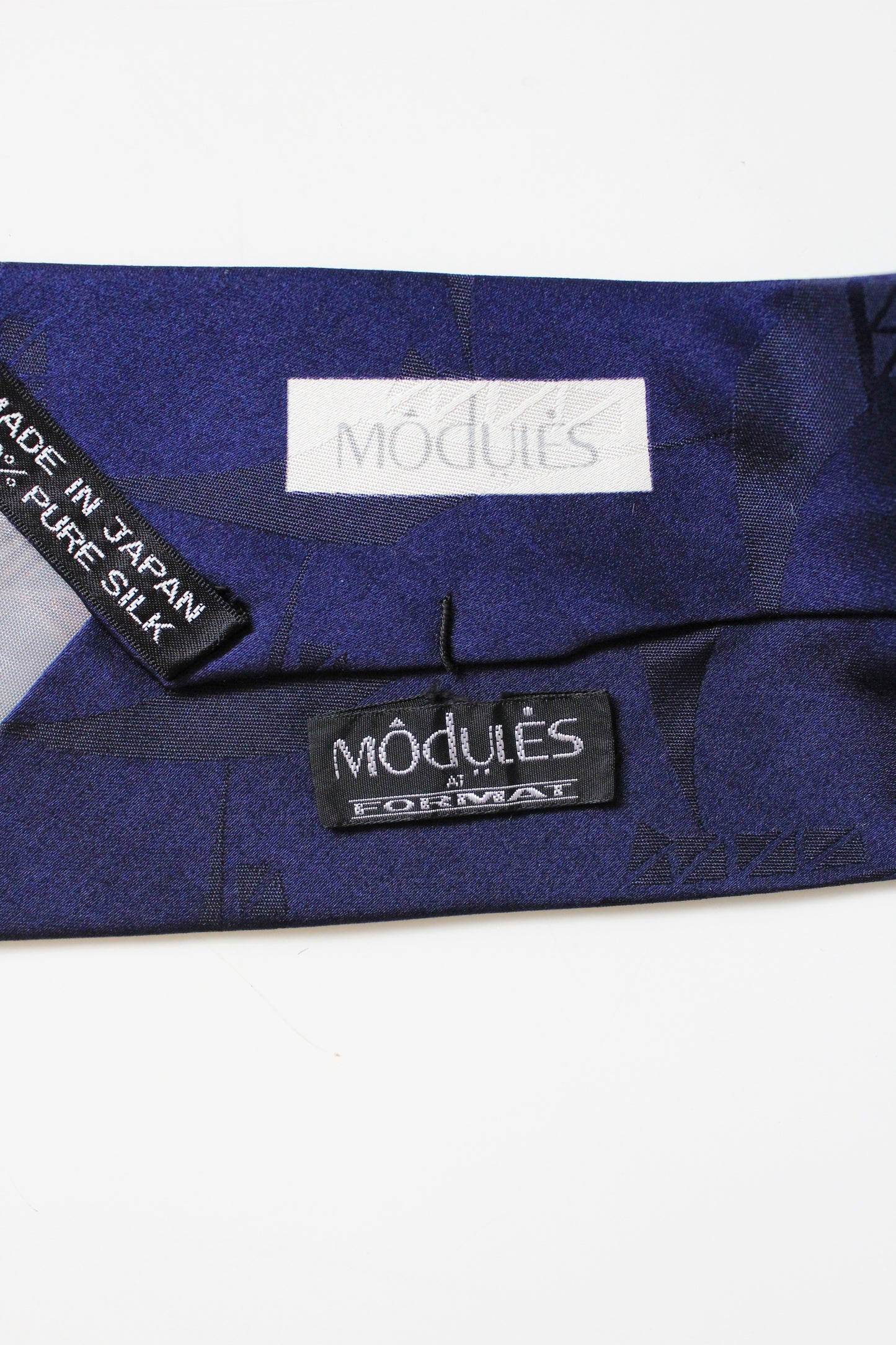 1990s Modules Blue And Teal Graphic Silk Tie 
