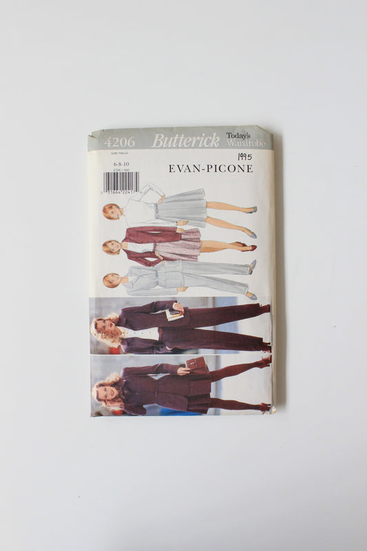 1990s Evan Picone Jacket, Skirt And Pants Butterick 4206 Sewing Pattern, Uncut Size 6-10