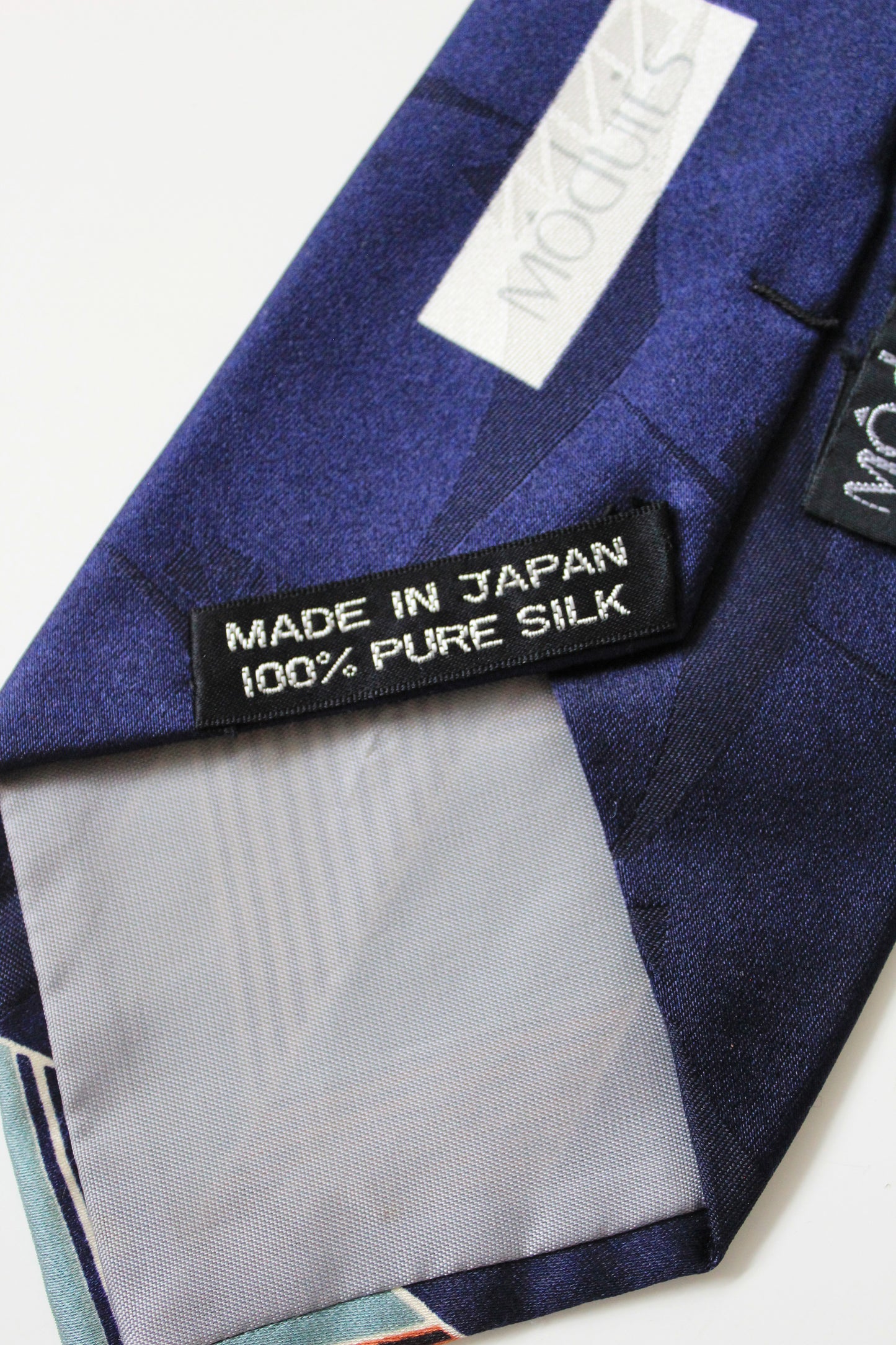 1990s Modules Blue And Teal Graphic Silk Tie 