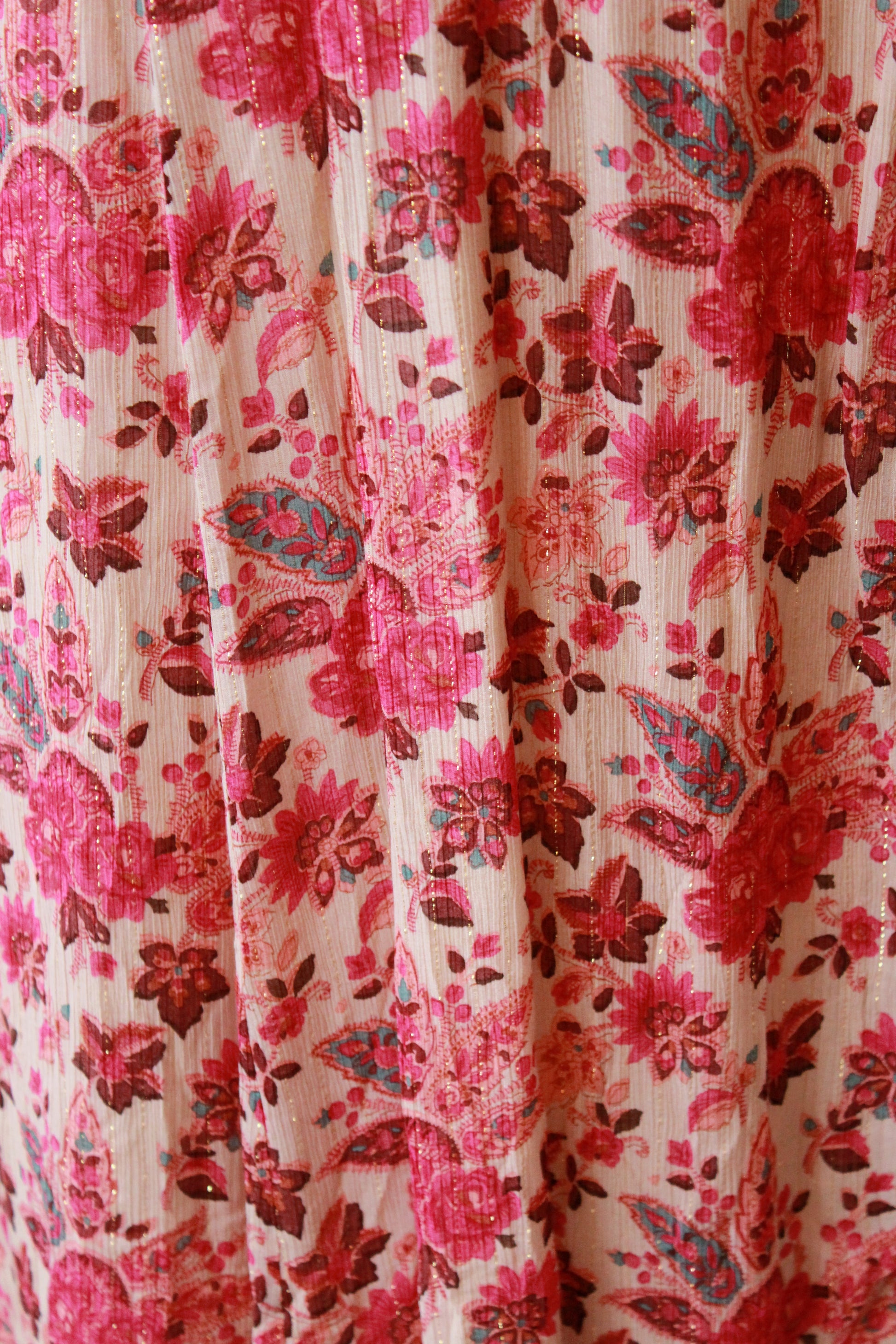 Pink Floral Sézane Wrap Dress With Gold Thread, Unworn, Medium 