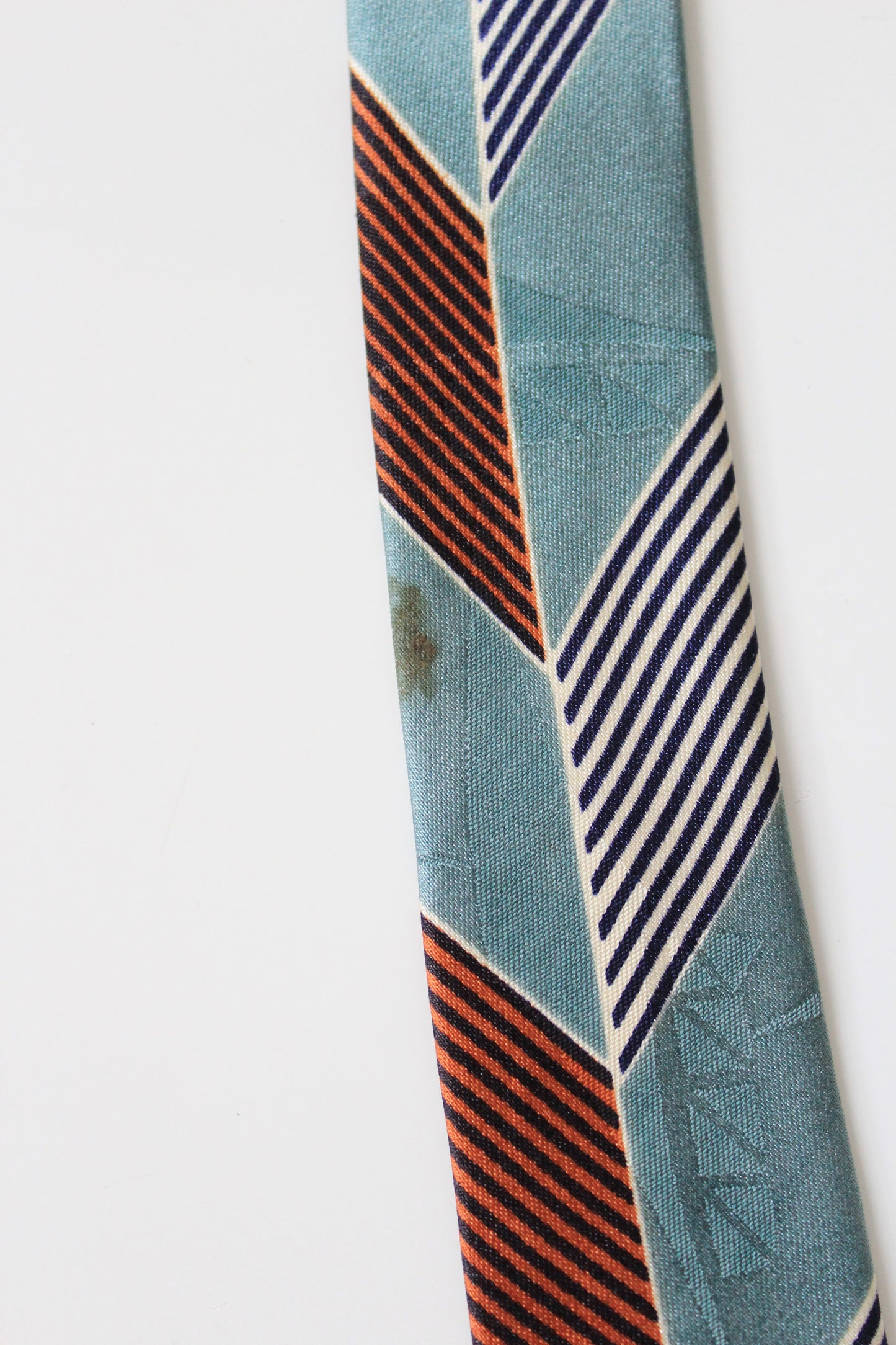 1990s Modules Blue And Teal Graphic Silk Tie 