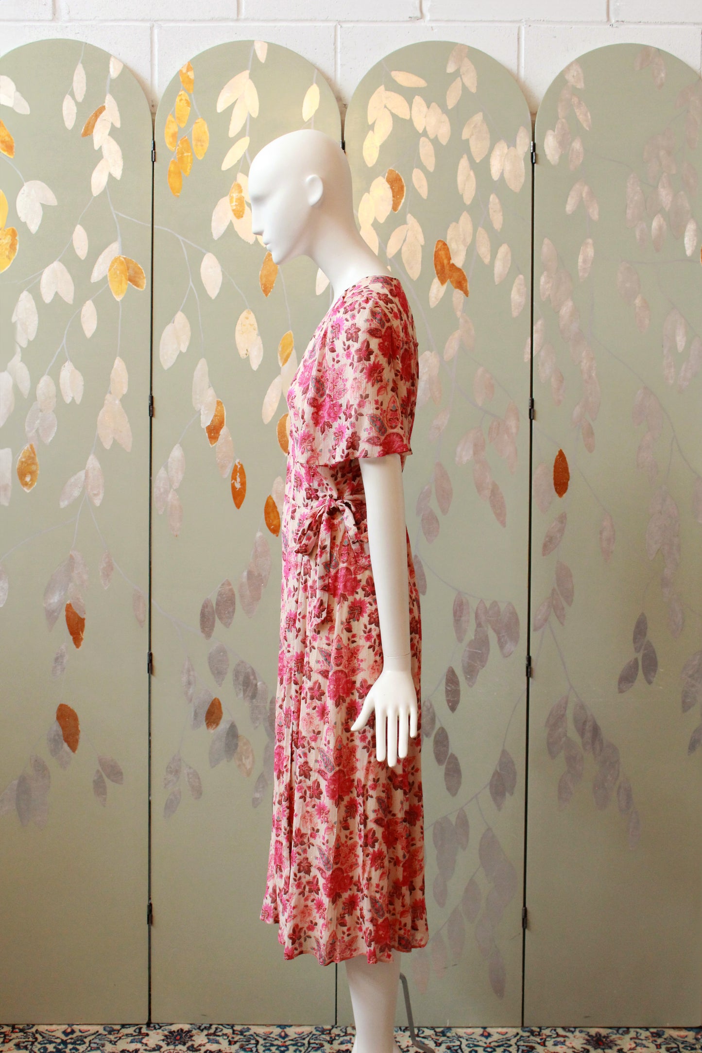 Pink Floral Sézane Wrap Dress With Gold Thread, Unworn, Medium 