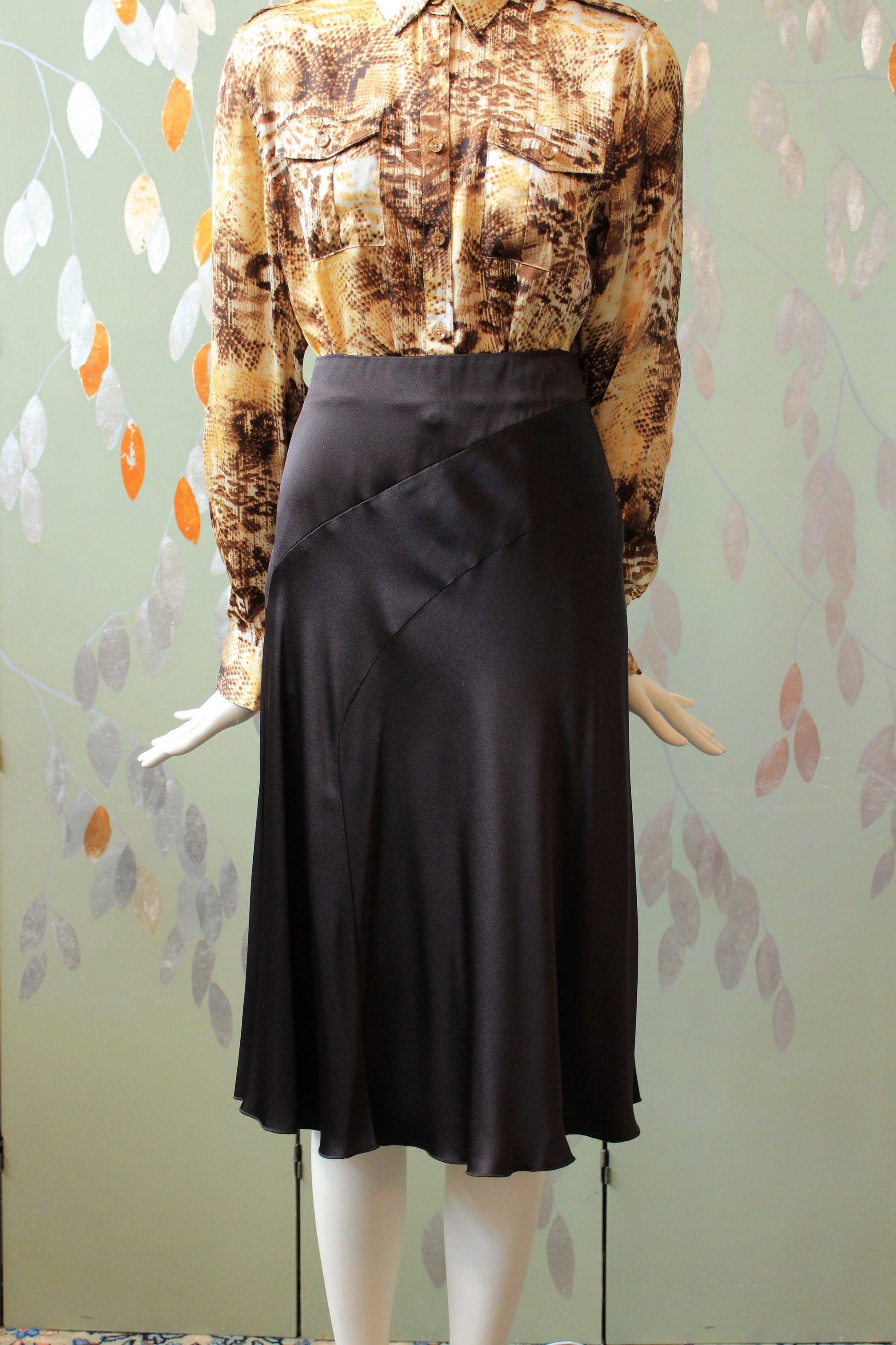 Early 2000s Donna Karan Plum Bias Cut Slinky Skirt, Medium