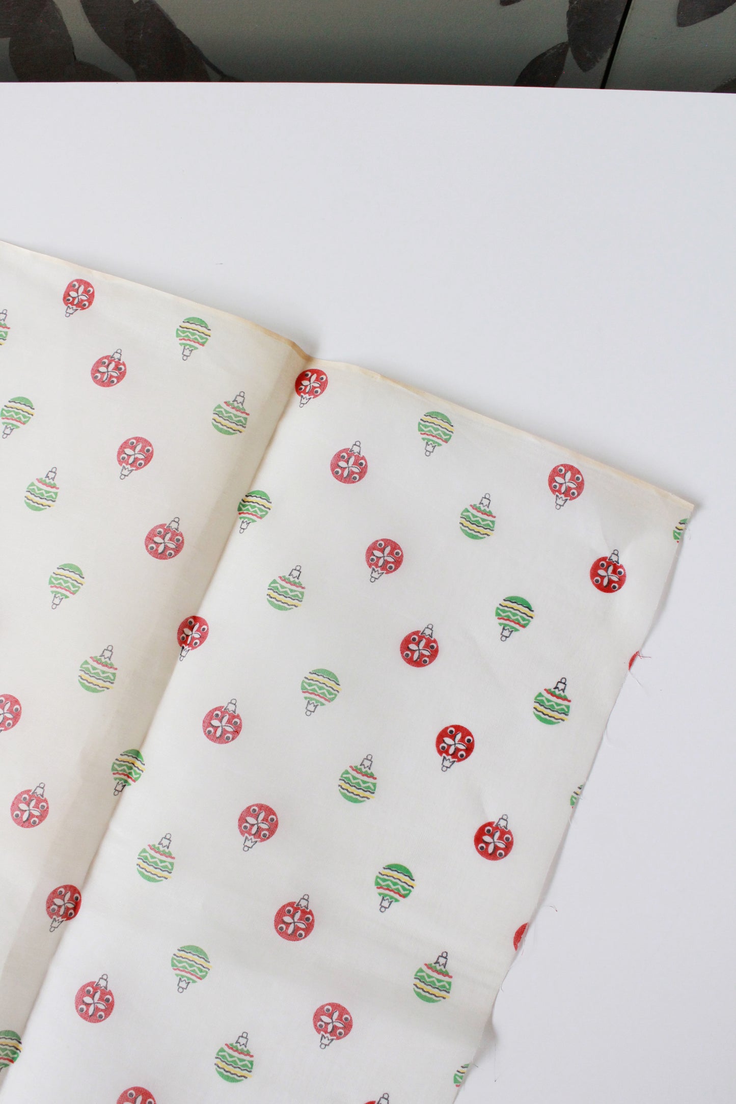 Vintage 1960s Sheer Nylon Christmas Border Print, 2 Yards