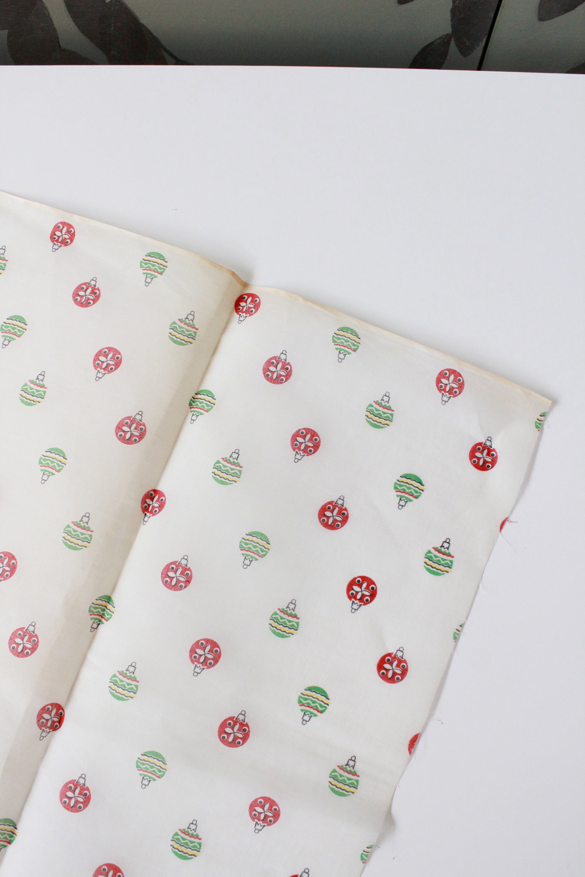 Vintage 1960s Sheer Nylon Christmas Border Print, 2 Yards