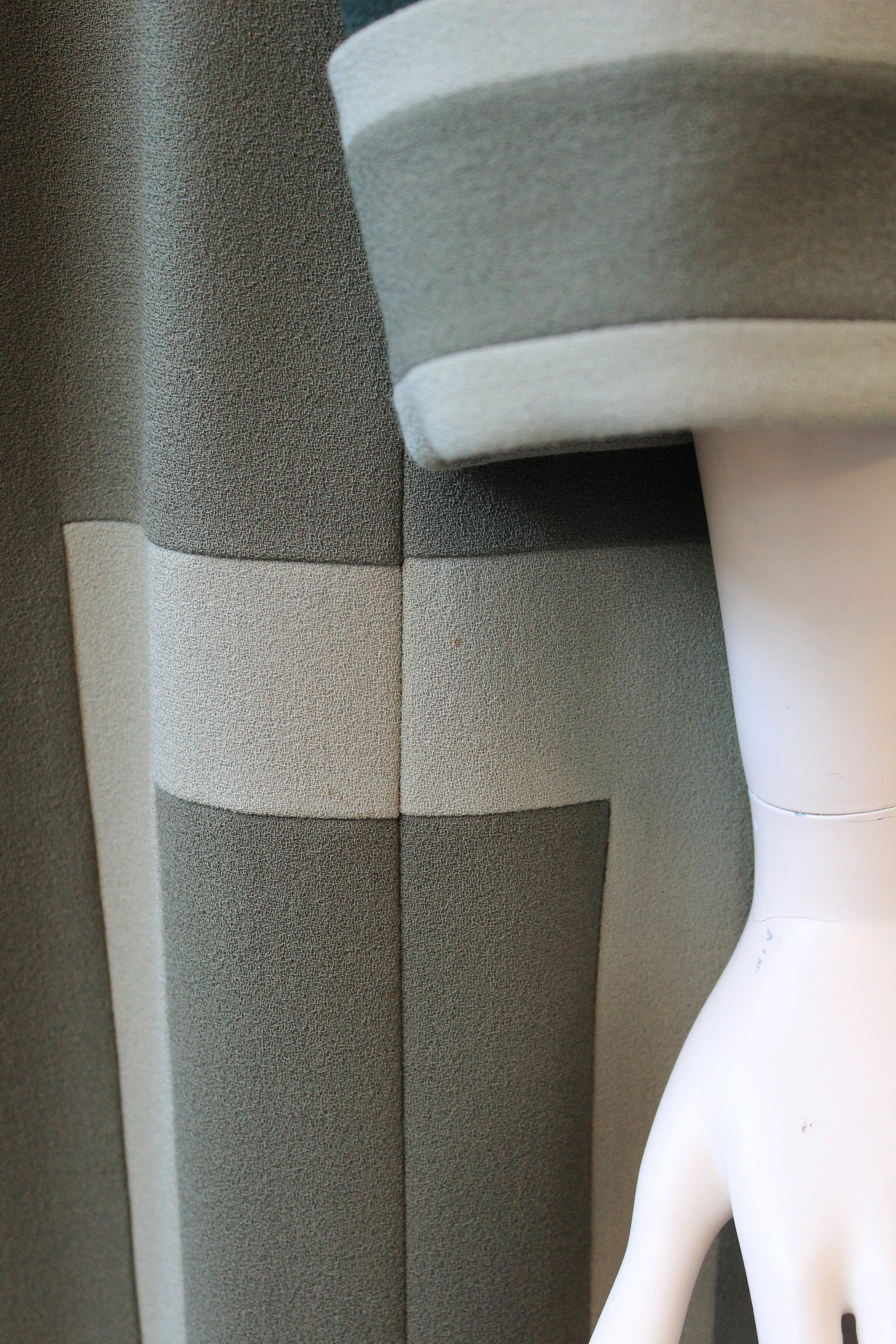 1980s Olive Green And Black Geometric Shift Dress, Medium