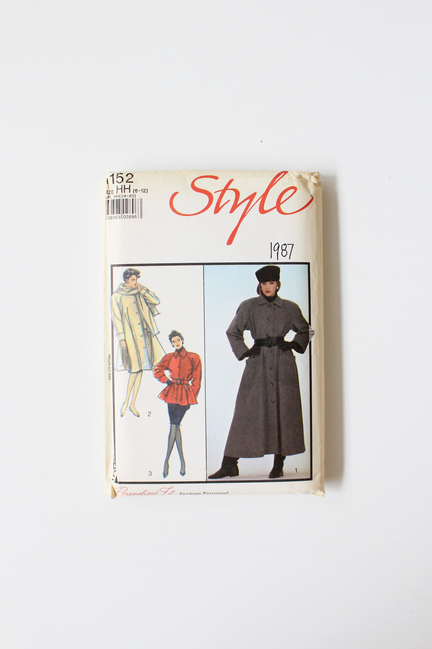 1980s Two Length Lined Coats Style 1152 Sewing Pattern, Uncut Size 6-12