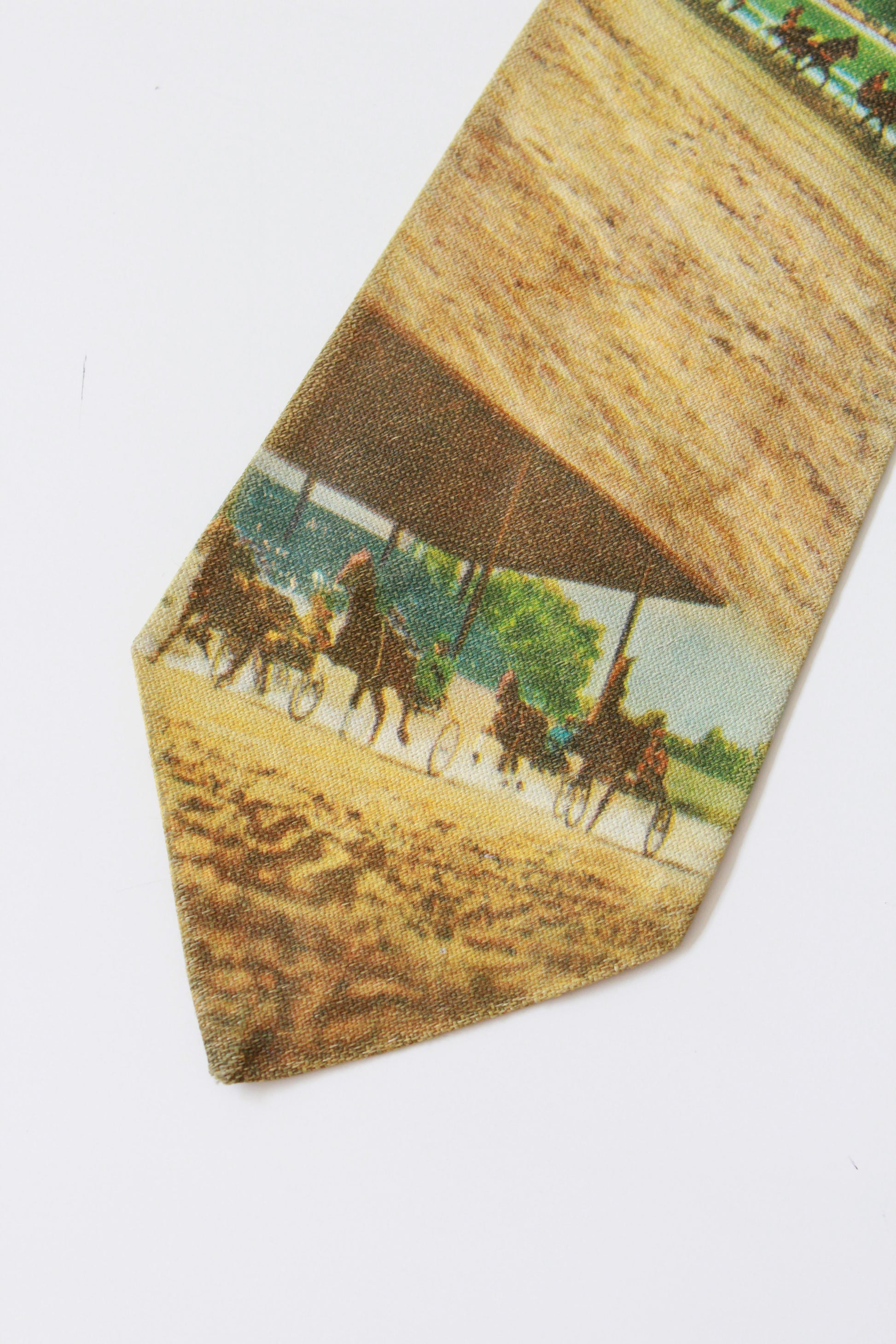 Vintage 1950s Rayon Horse Race Photo Print Tie, Mid Century 