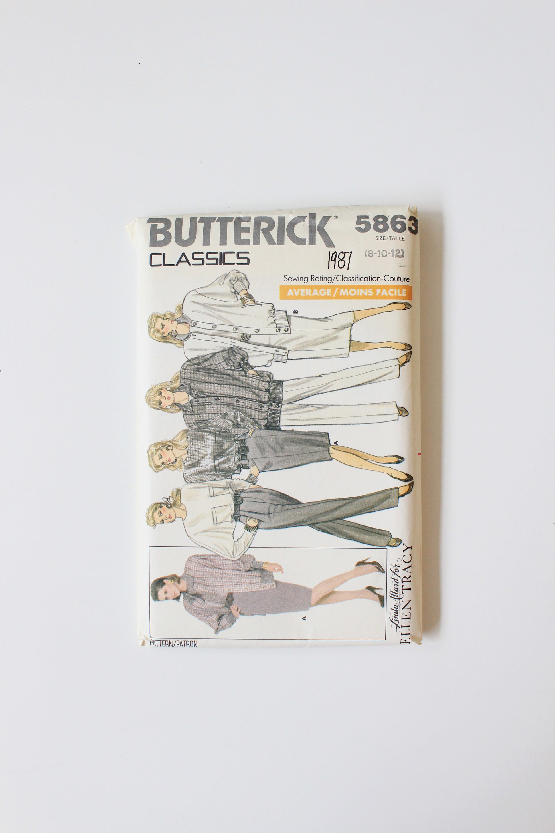 Mid 1980s Jacket, Top, Skirt And Pants Butterick 5863 Sewing Pattern, Uncut Size 8,10,12