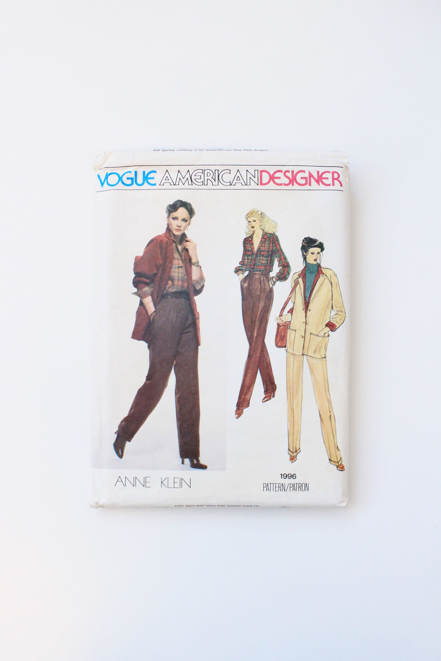 1970s Pant And Jacket Vogue American Designer 1996 Sewing Pattern, Anne Klein, Partially Cut-Complete Size 10