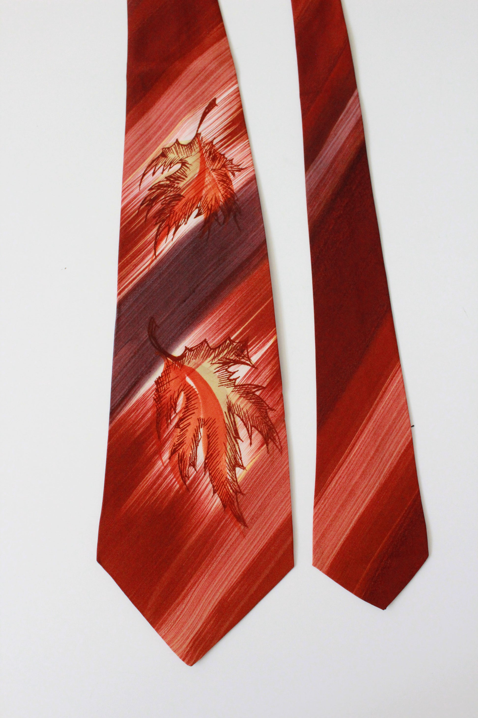 Vintage 1950s Nylon Falling Leaves Hand Painted Tie