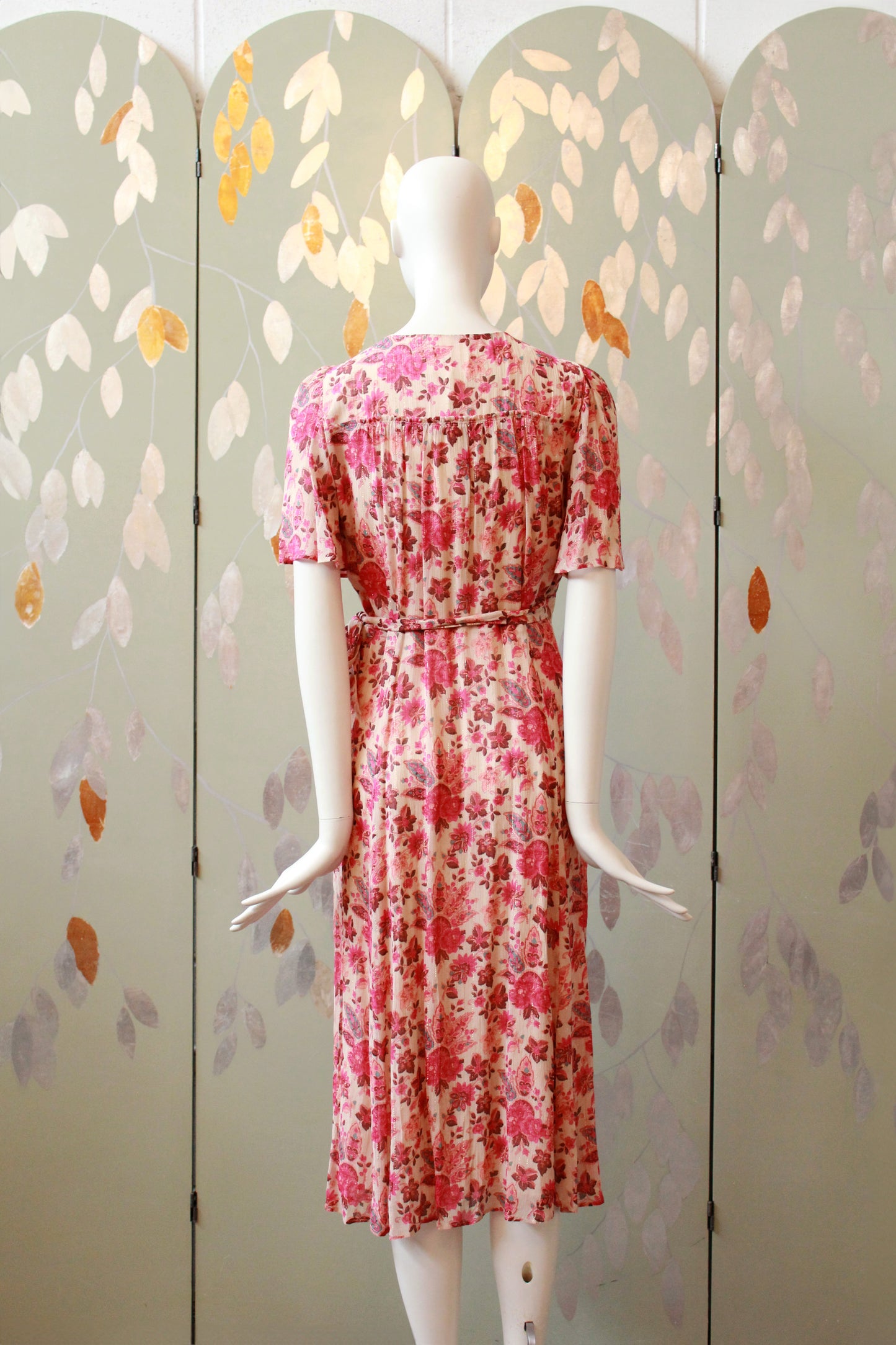 Pink Floral Sézane Wrap Dress With Gold Thread, Unworn, Medium 