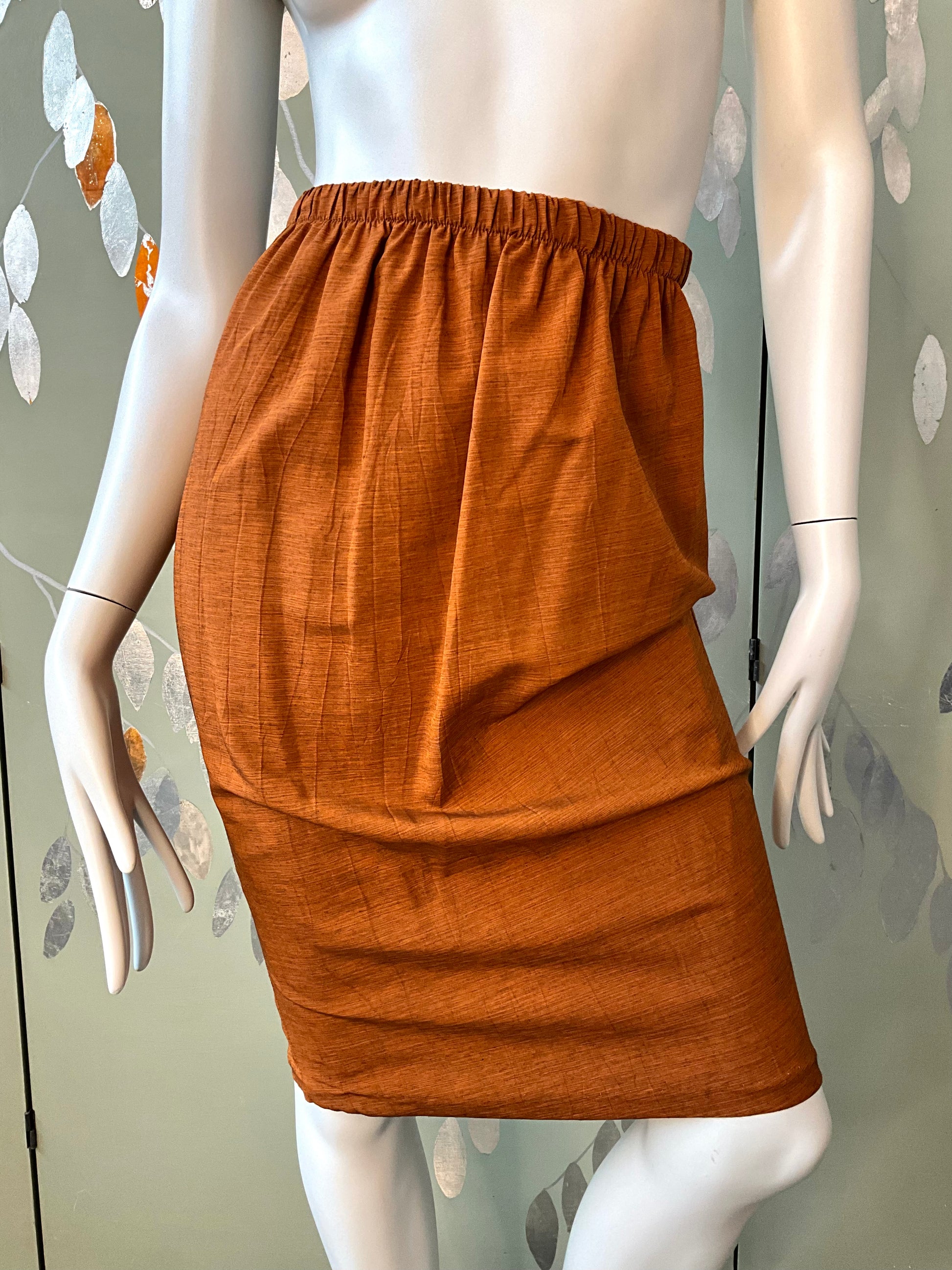 Vintage 1980s Japanese Inspired Copper Draped Skirt Suit, Small 