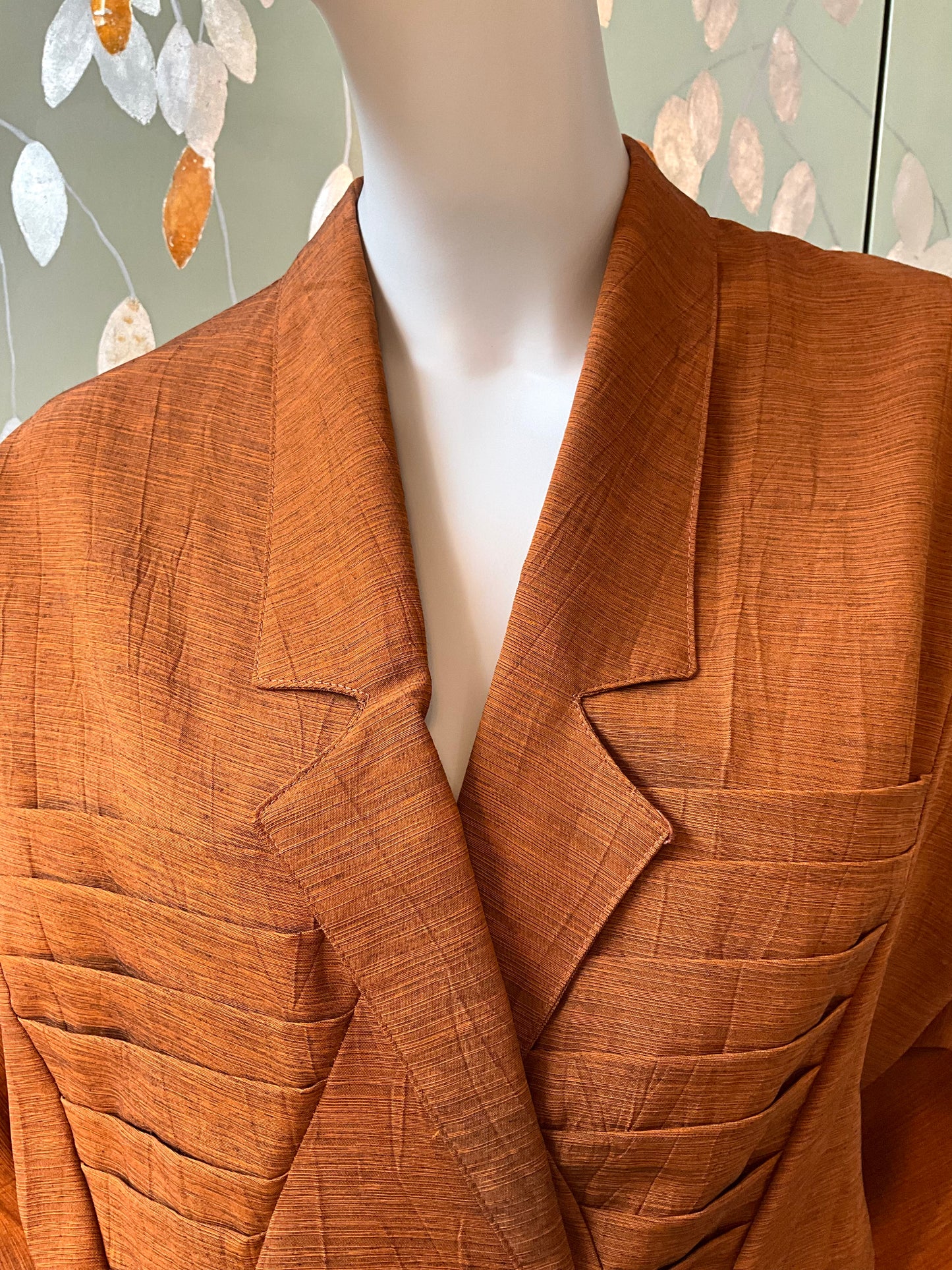 Vintage 1980s Japanese Inspired Copper Draped Skirt Suit, Small 