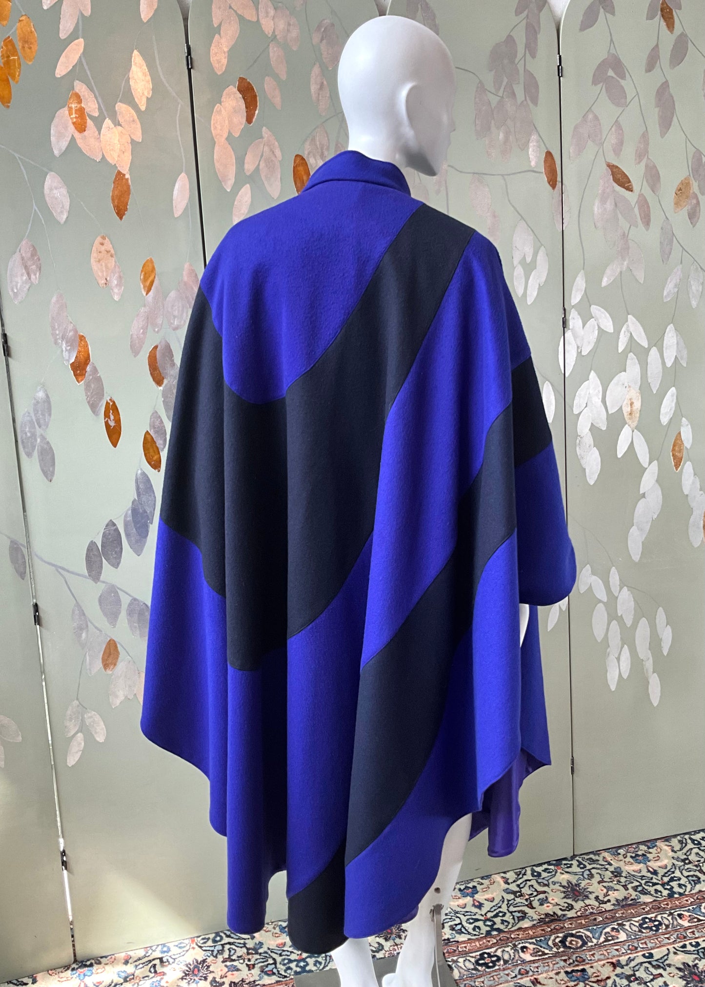 Vintage 1980s Indigo Blue and Black Modernist Cloak