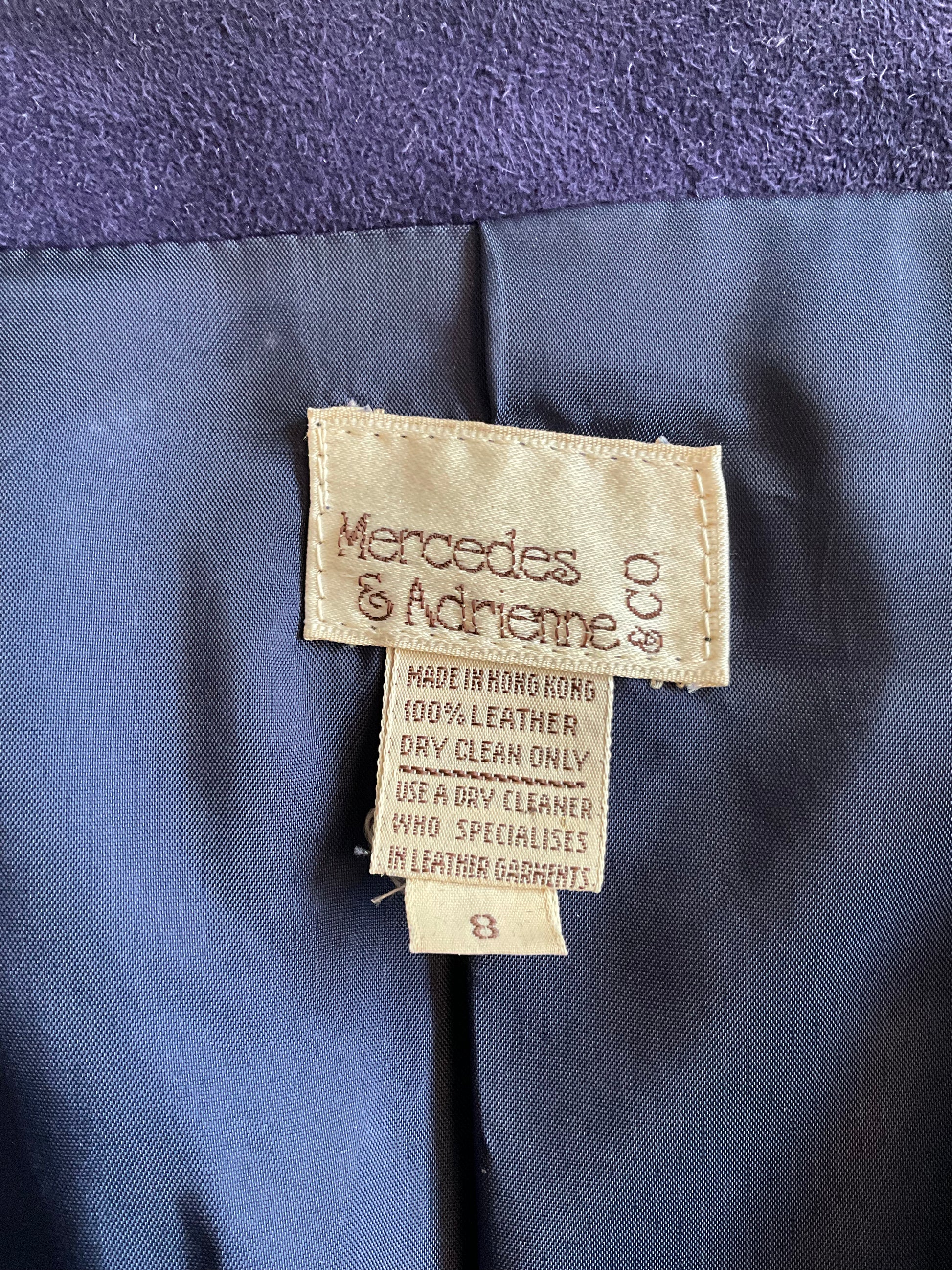 Vintage 1980s Blue Purple Suede Embellished Jacket, M/L