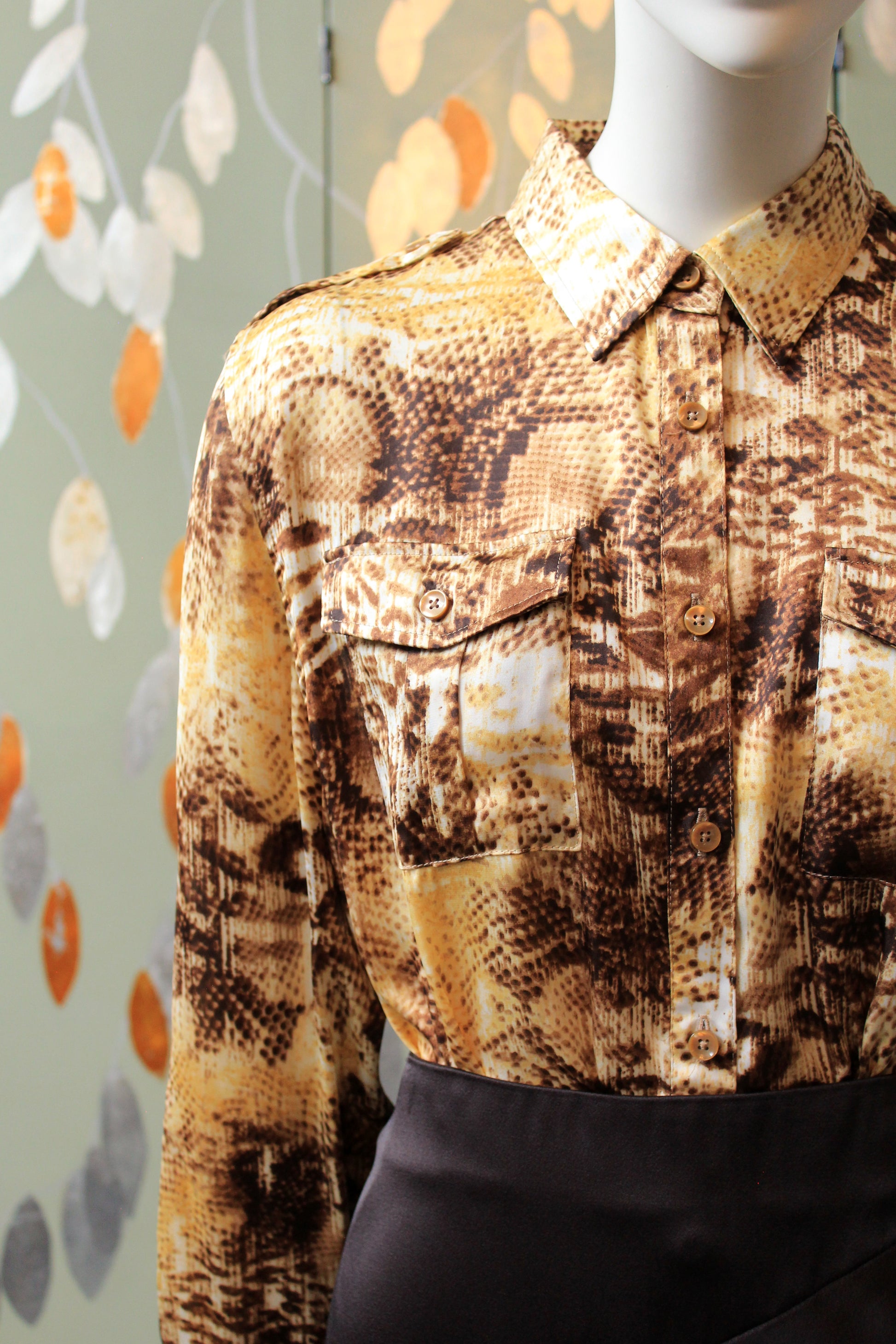 Early 2000s Jones New York Snake Print Long Sleeve Blouse, Medium