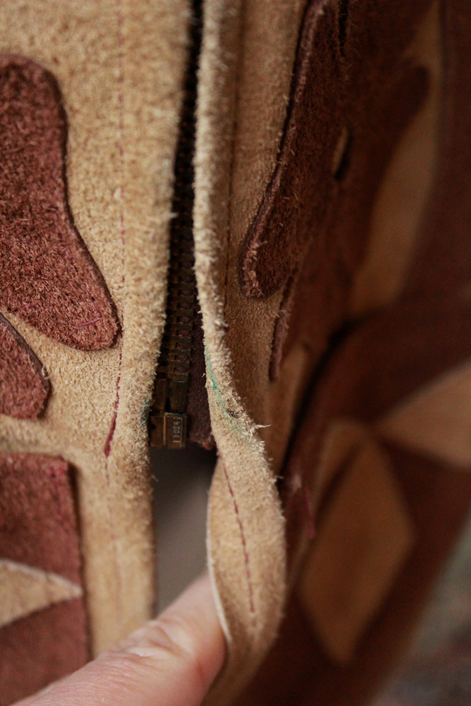 NEEDS PRICE 1970s Floral Dual Toned Brown Suede Cape 