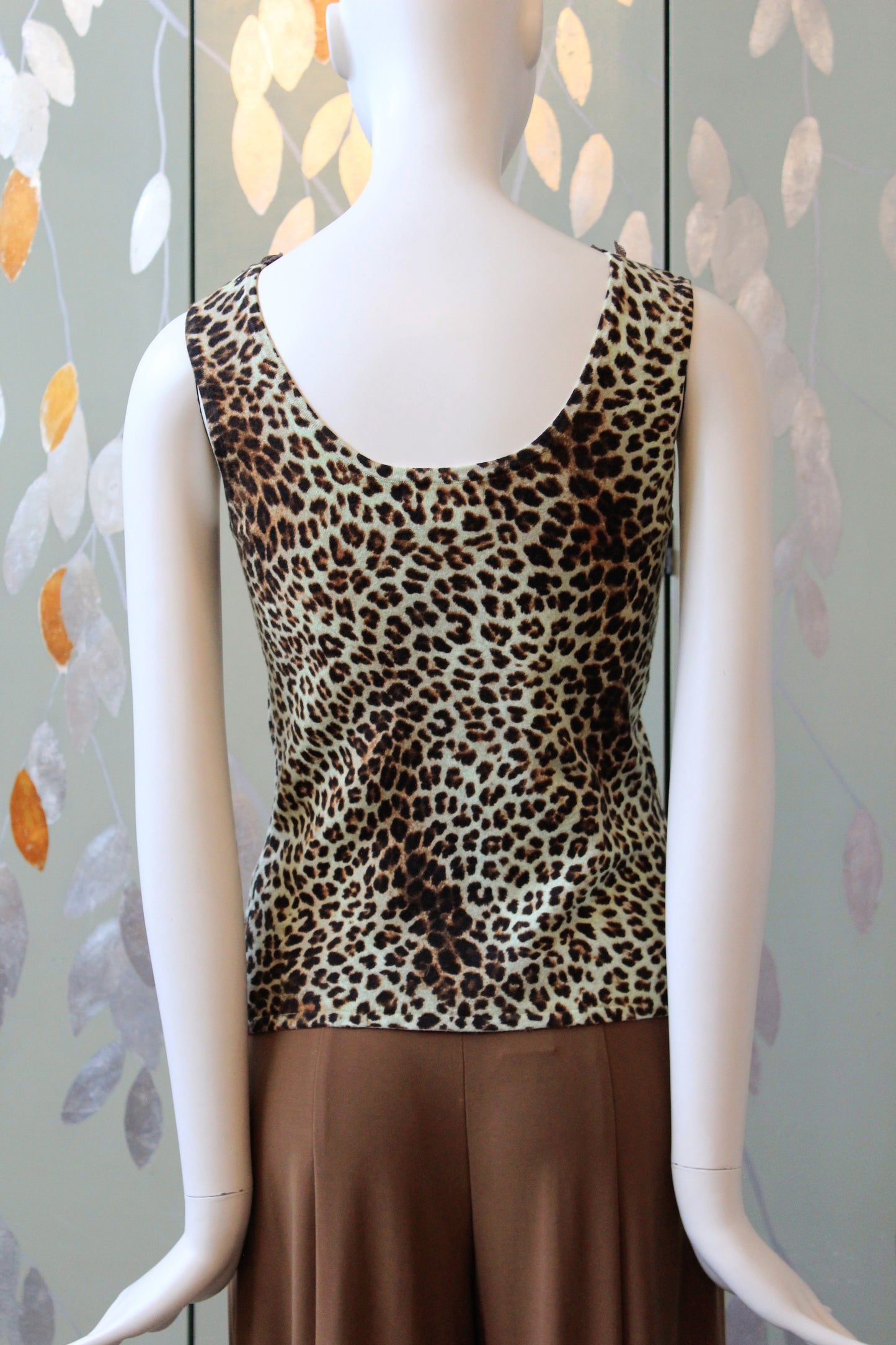 Early 2000s Leopard Print Beaded Tank Top And Cardigan Set, Medium 