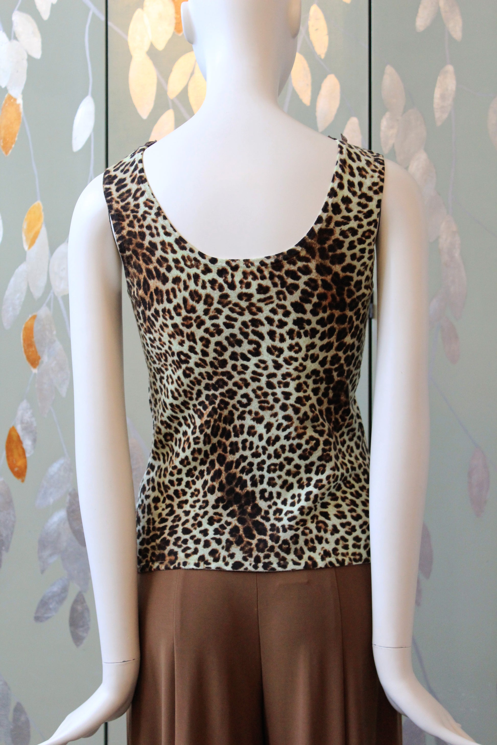 Early 2000s Leopard Print Beaded Tank Top And Cardigan Set, Medium 