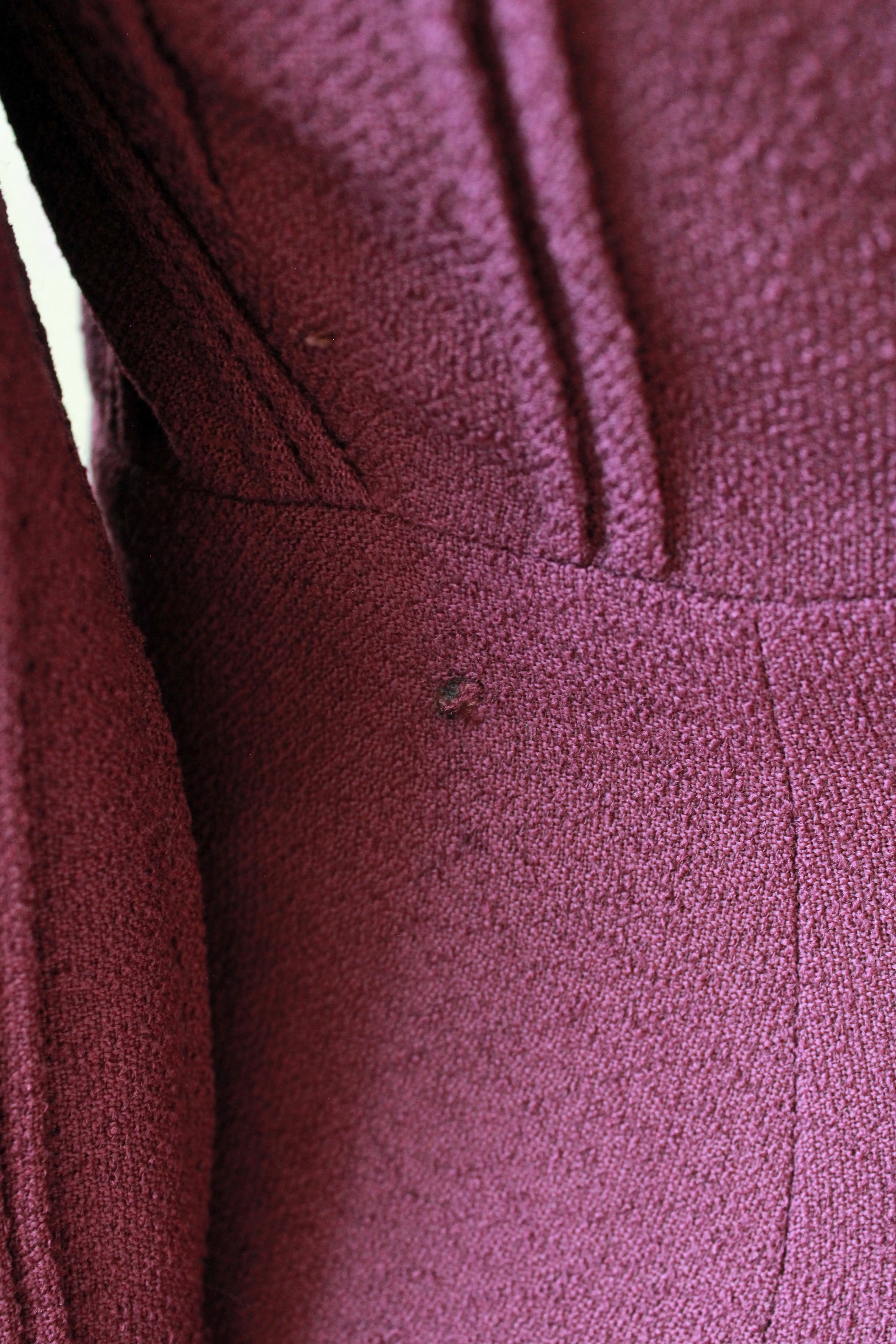1940s Plum Flared Coat With Pleating And Bell Sleeves , Small 