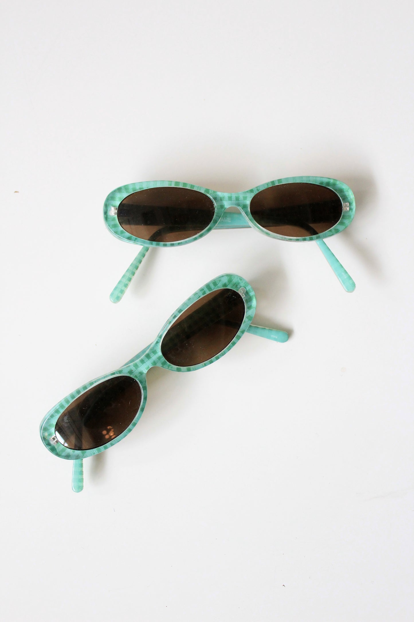 1950s Green Gingham Translucent Sunglasses 