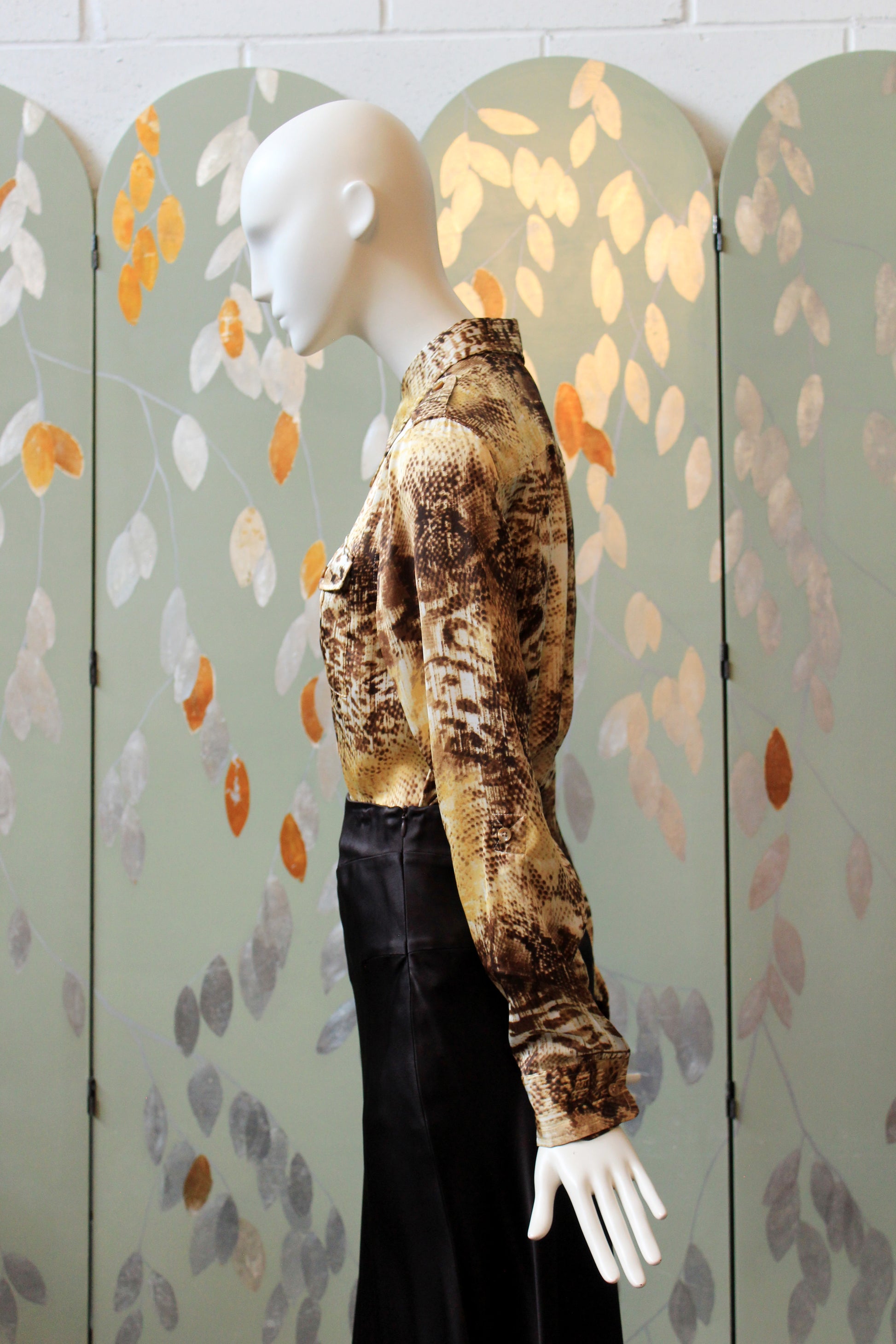 Early 2000s Jones New York Snake Print Long Sleeve Blouse, Medium