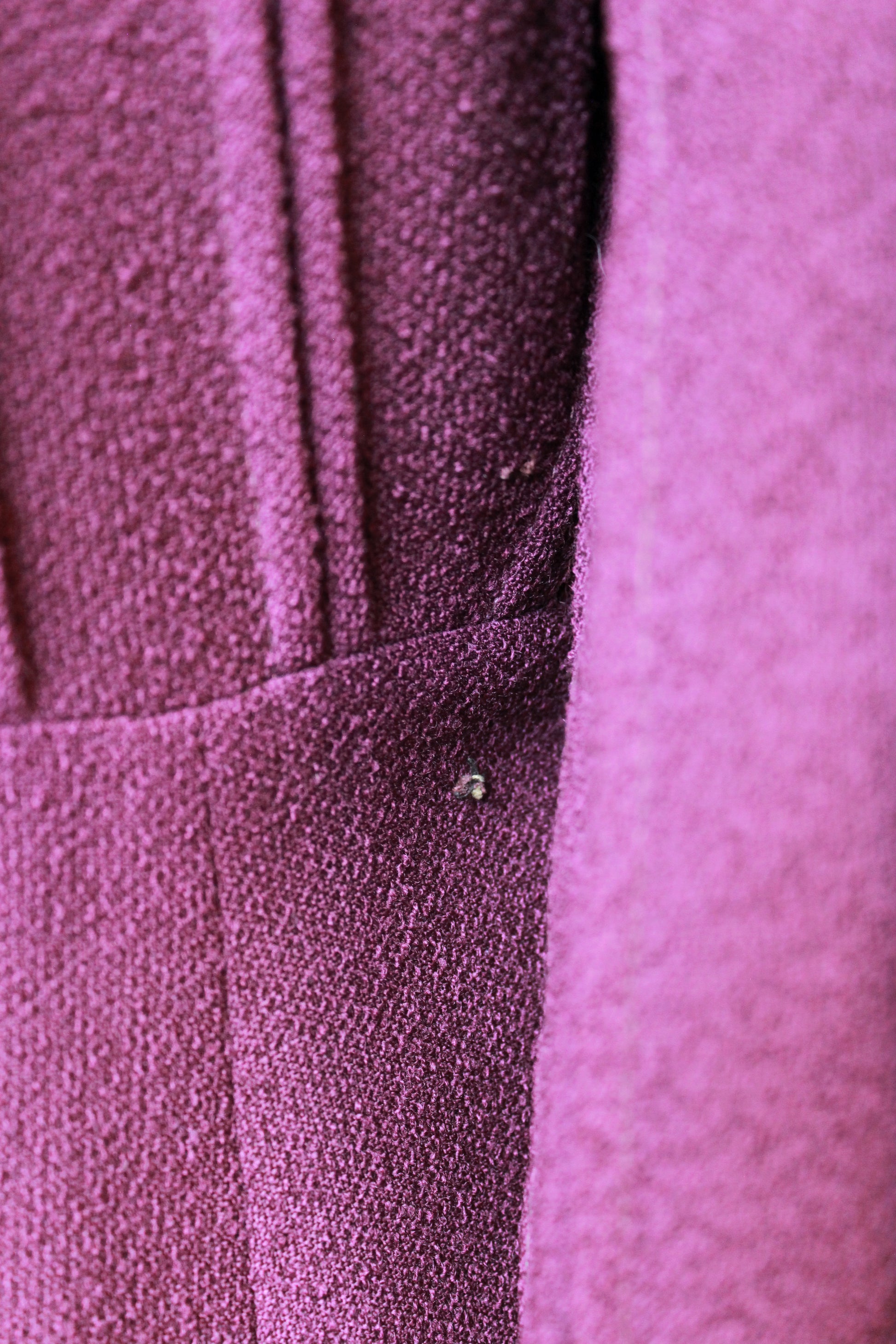 1940s Plum Flared Coat With Pleating And Bell Sleeves , Small 