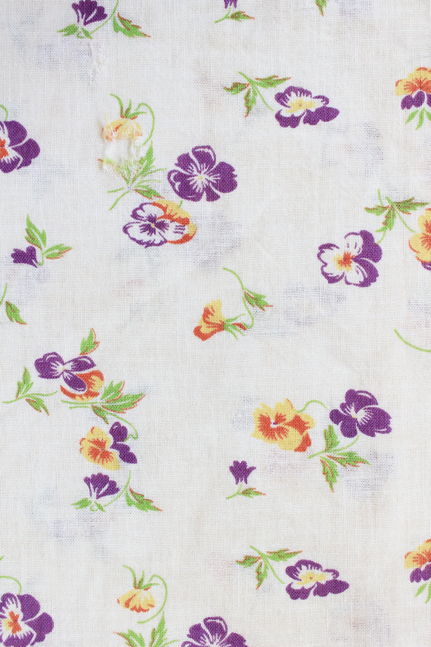 1940s Cream, Orange And Purple Illustrated Floral Feedsack , Vintage Summer Sewing/Quilting Fabric
