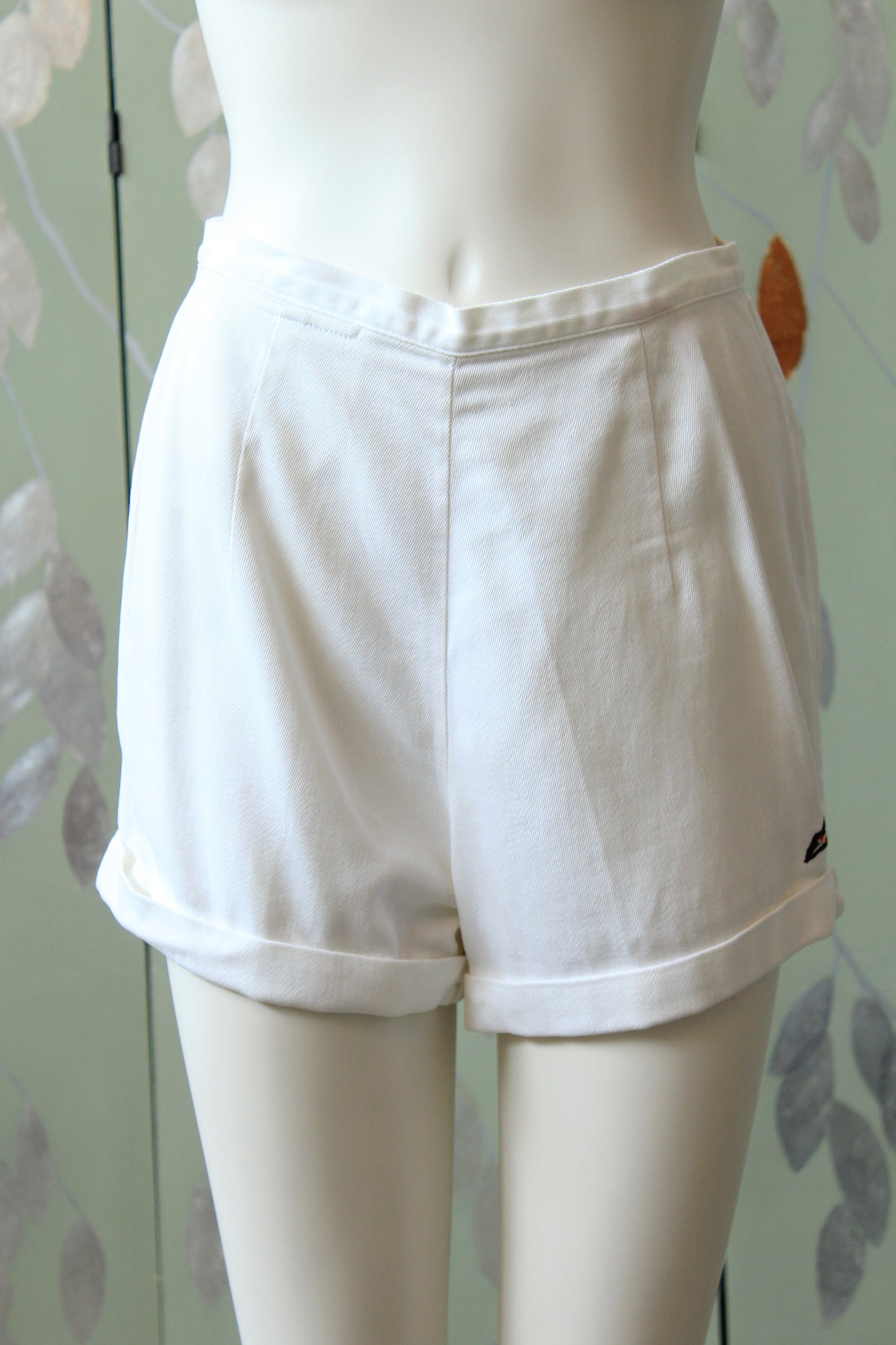 1950s Jantzen White High Waisted Athletic Shorts, Small