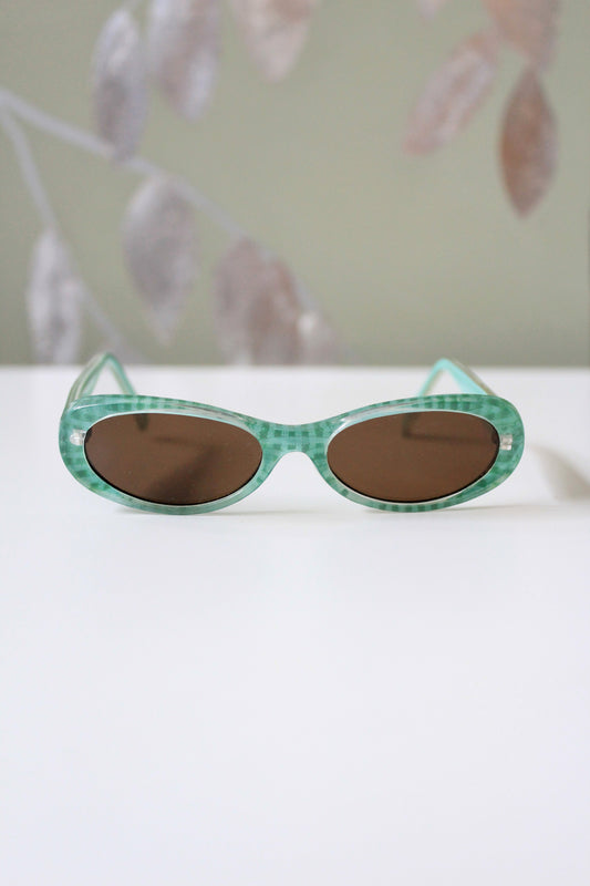 1950s Green Gingham Translucent Sunglasses 