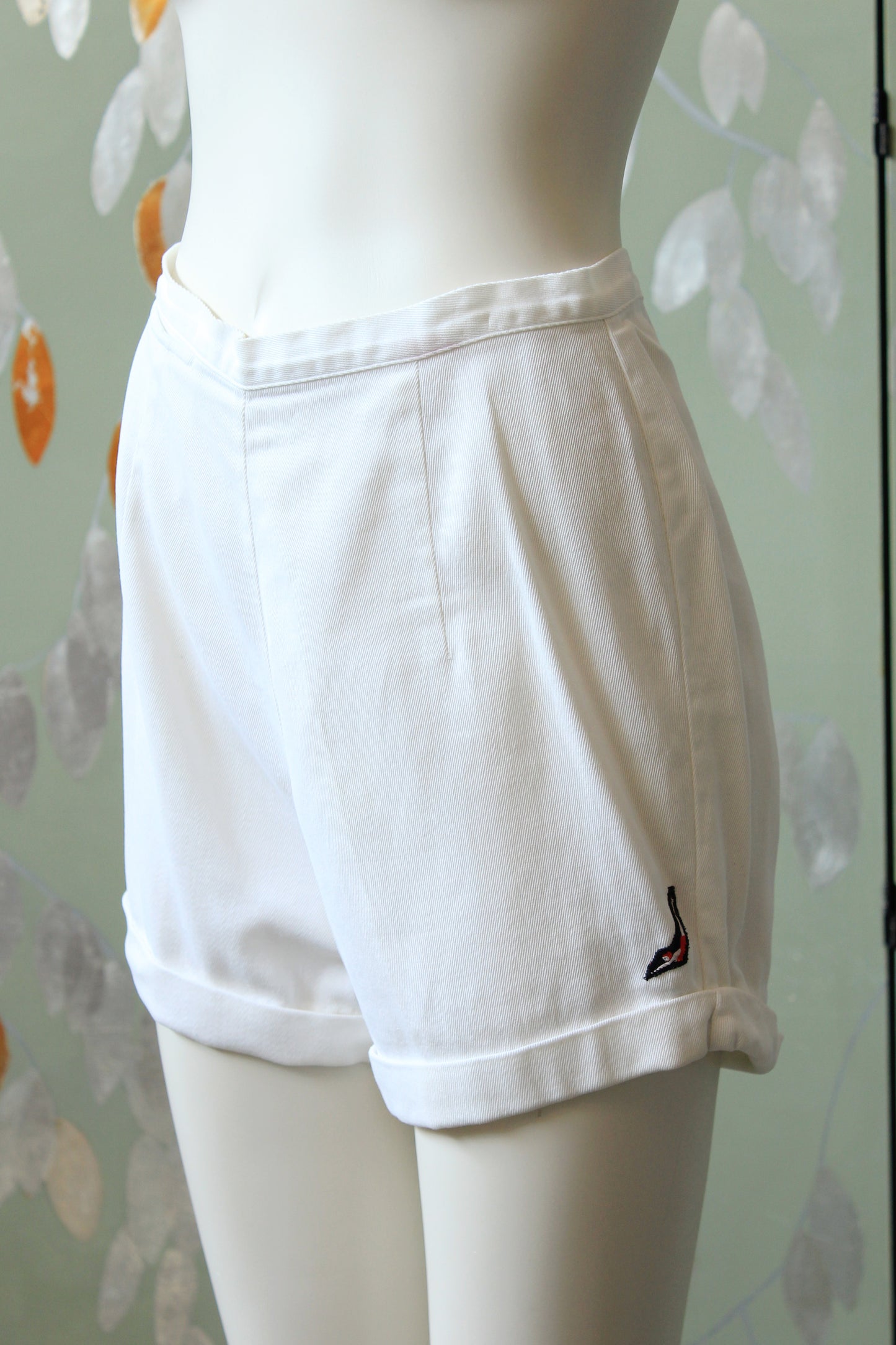 1950s Jantzen White High Waisted Athletic Shorts, Small
