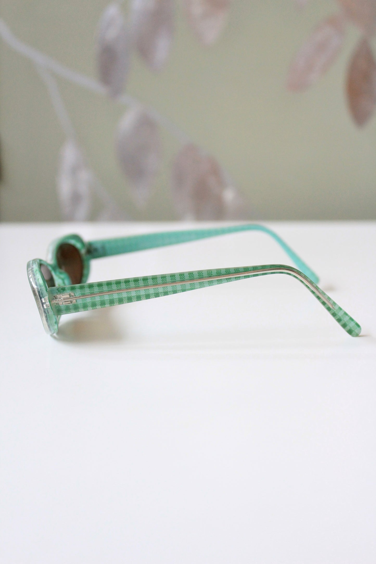 1950s Green Gingham Translucent Sunglasses 