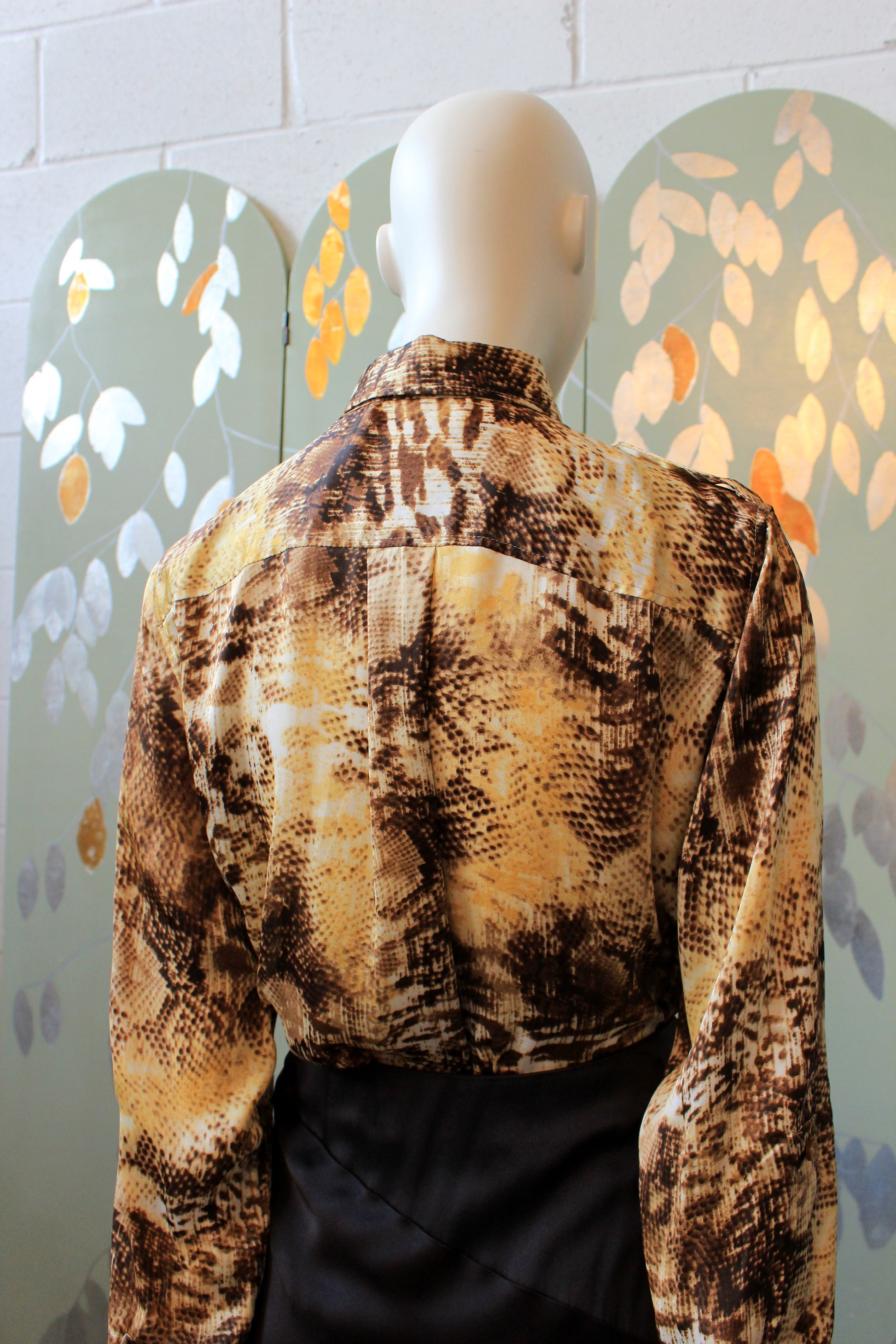 Early 2000s Jones New York Snake Print Long Sleeve Blouse, Medium