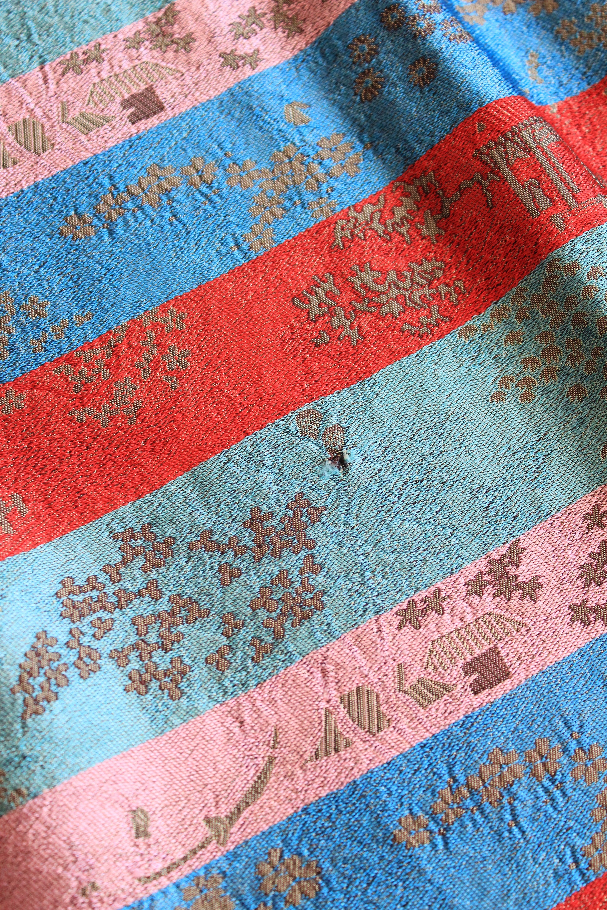 1950s Black Silk Robe With Chinese Flowers Motif, Medium