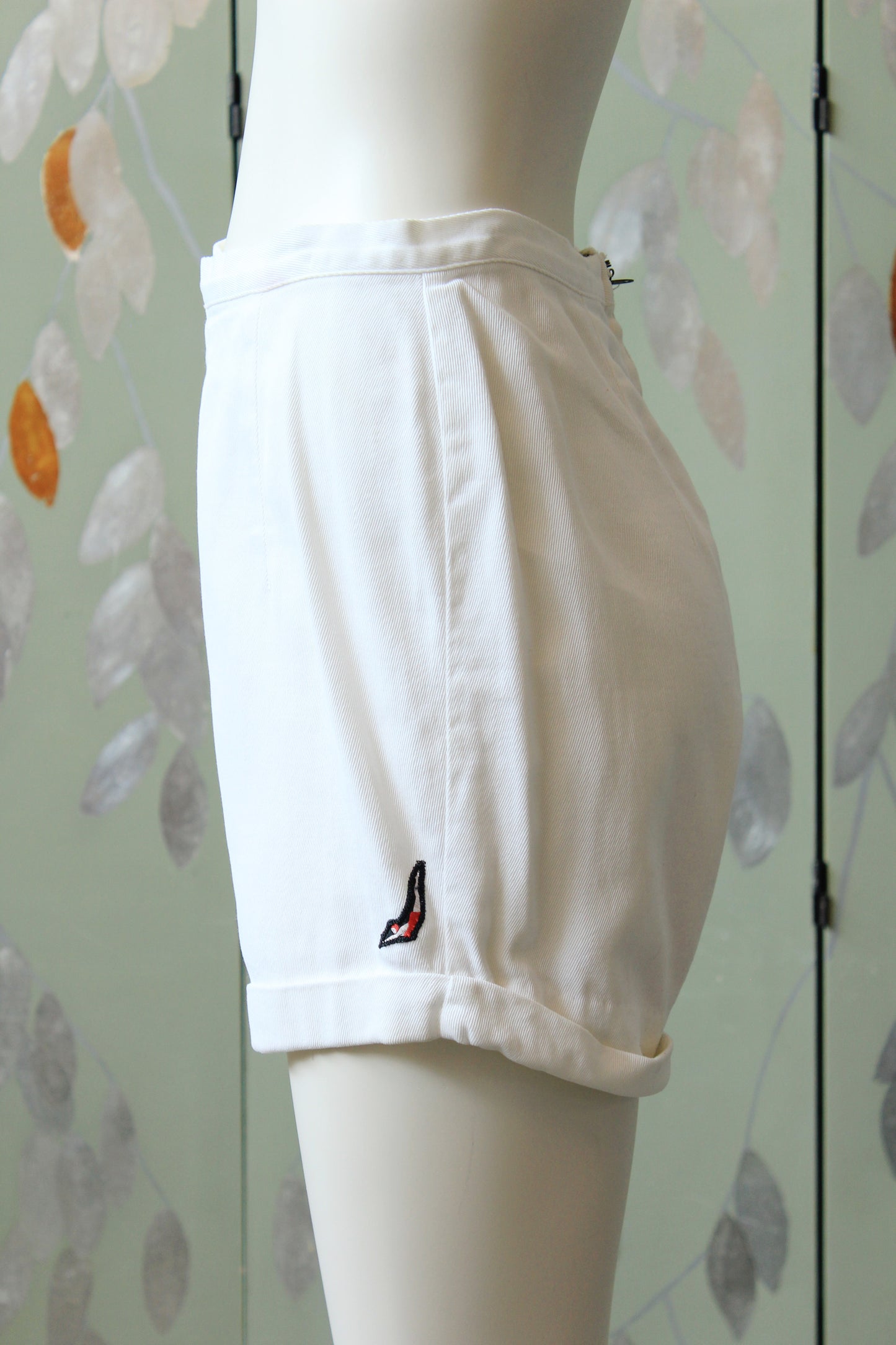 1950s Jantzen White High Waisted Athletic Shorts, Small