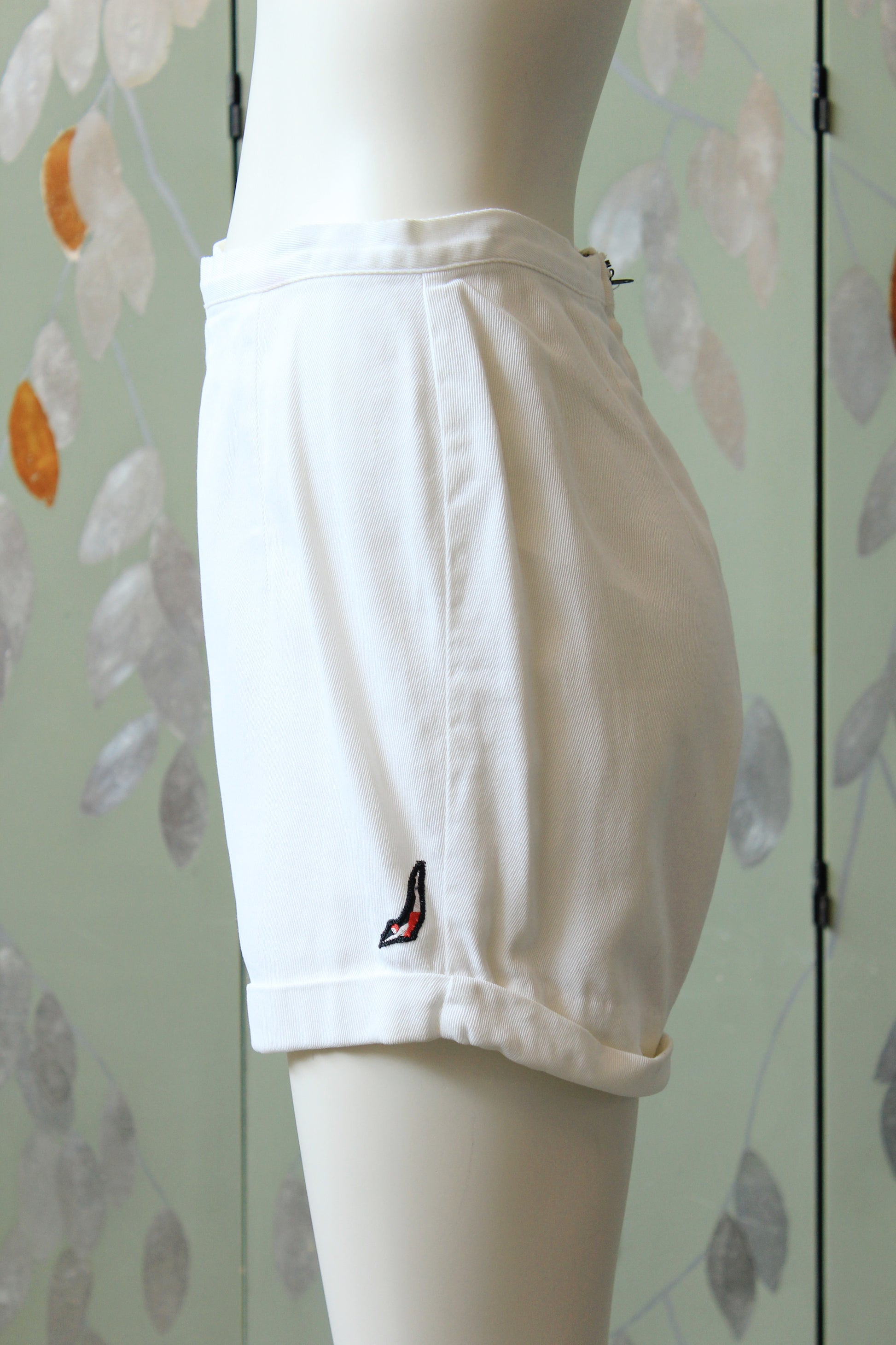 1950s Jantzen White High Waisted Athletic Shorts, Small