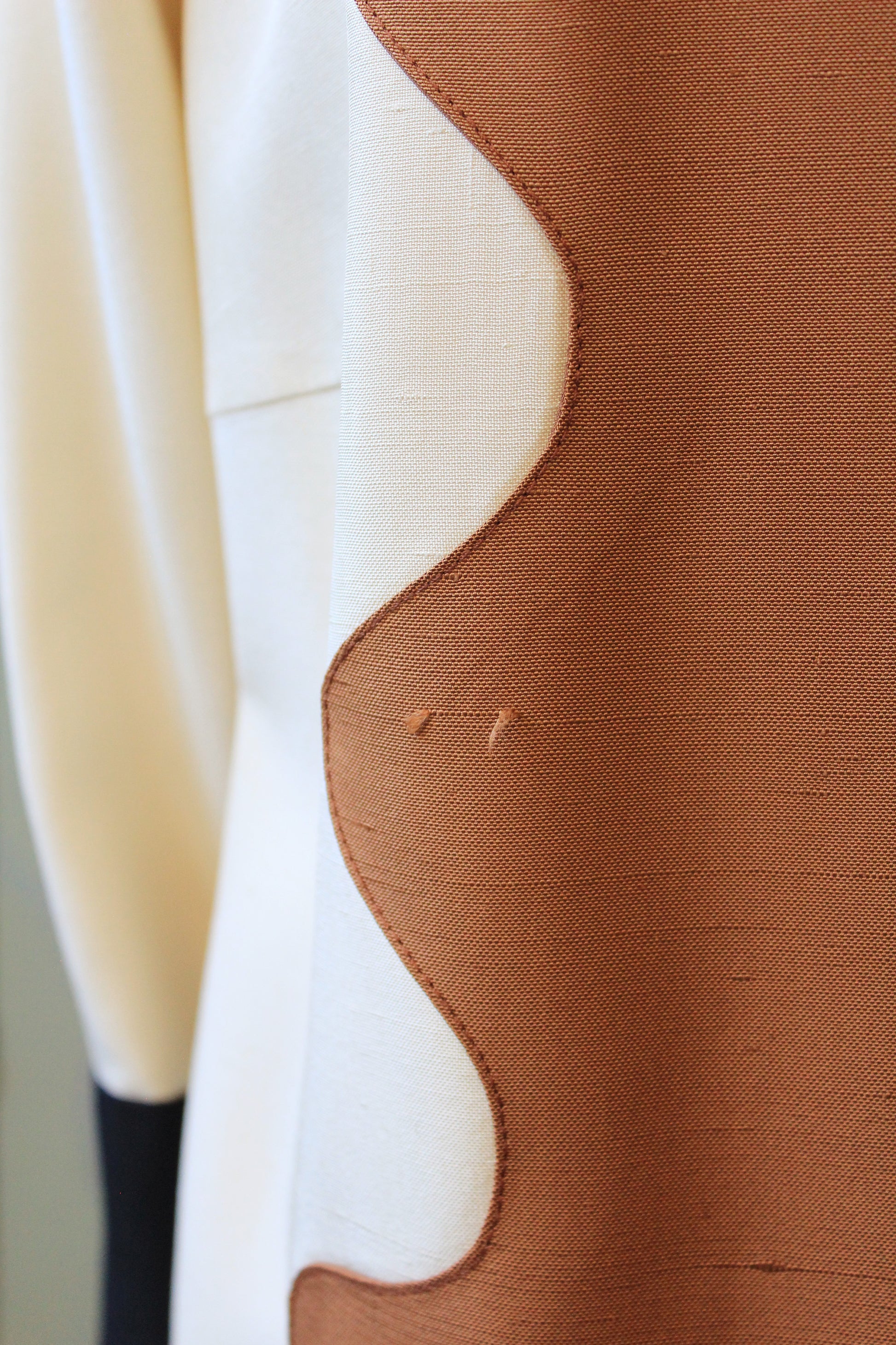  1980s Brown and Cream Graphic Colour Block Shift Dress, Medium