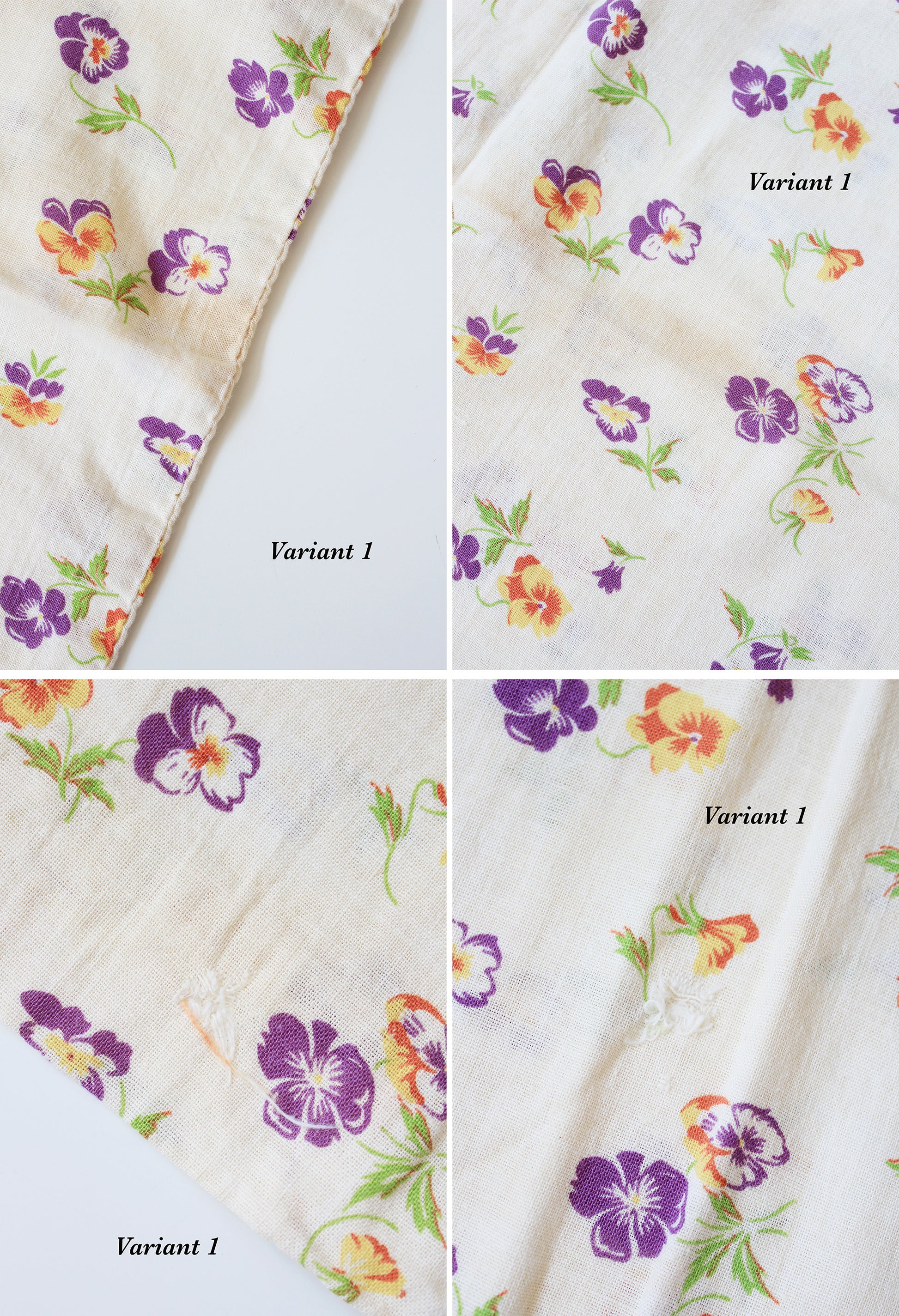 1940s Cream, Orange And Purple Illustrated Floral Feedsack , Vintage Summer Sewing/Quilting Fabric