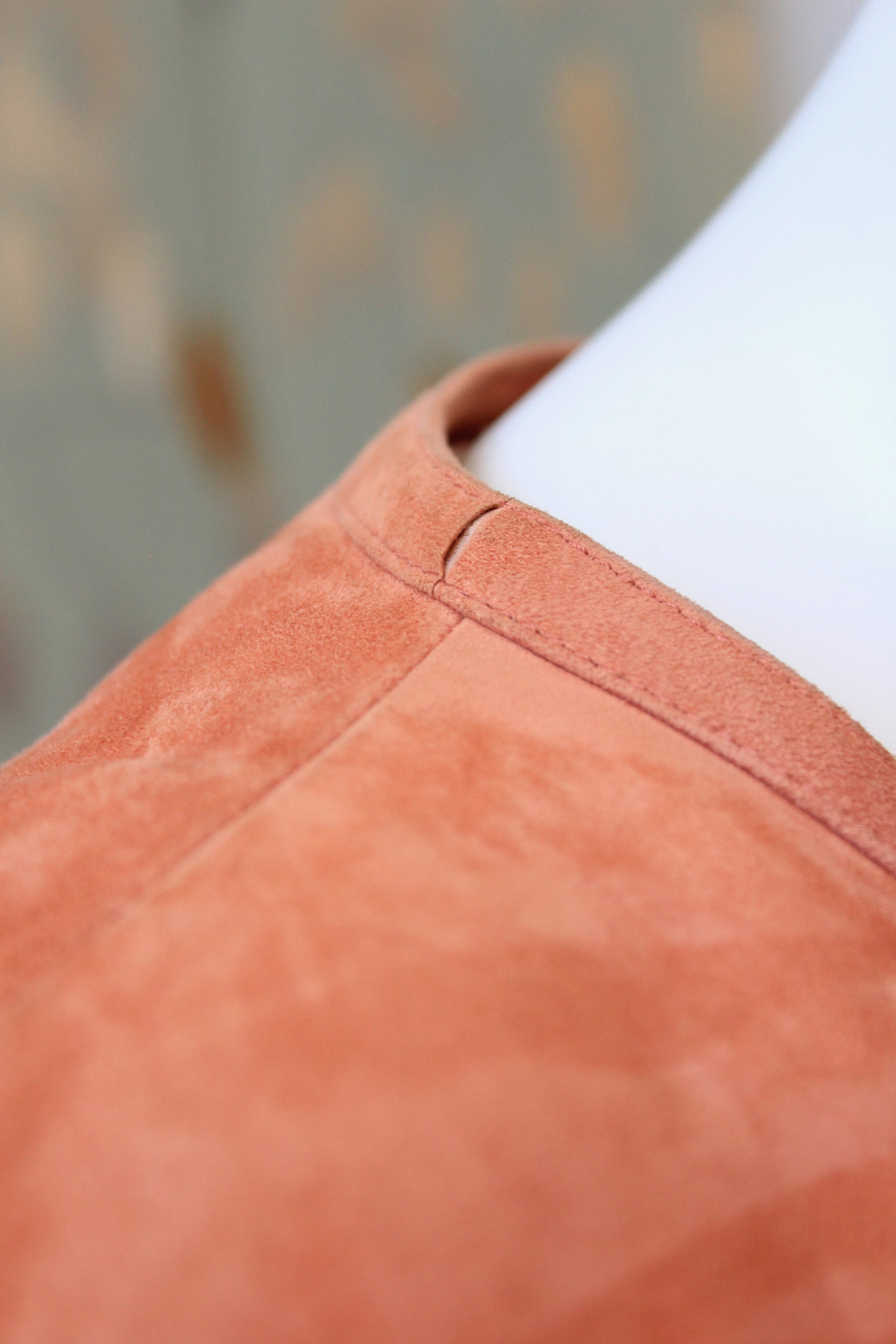 1990s/2000s Agnona Orange Suede Leather Jacket With Black Buttons, Small/Medium